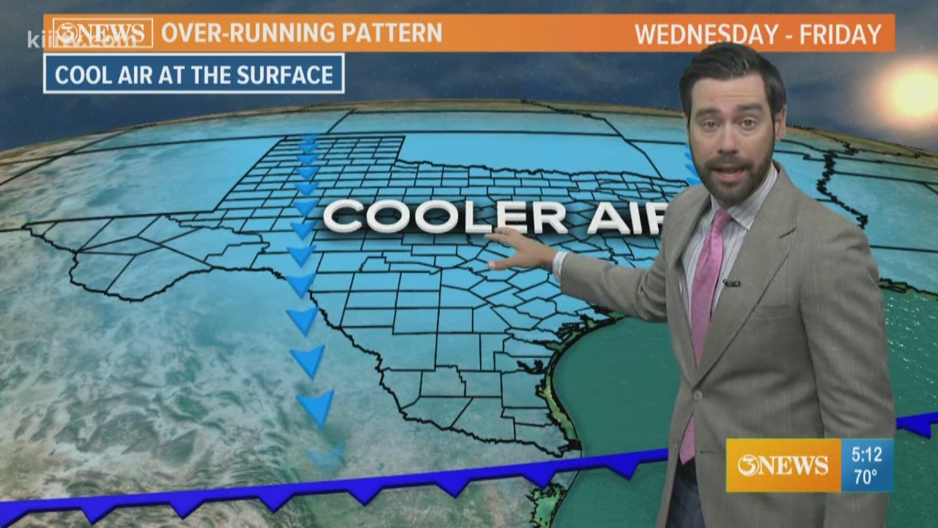 An over-running set up will take place Wednesday through Friday, leading to cool, damp weather.