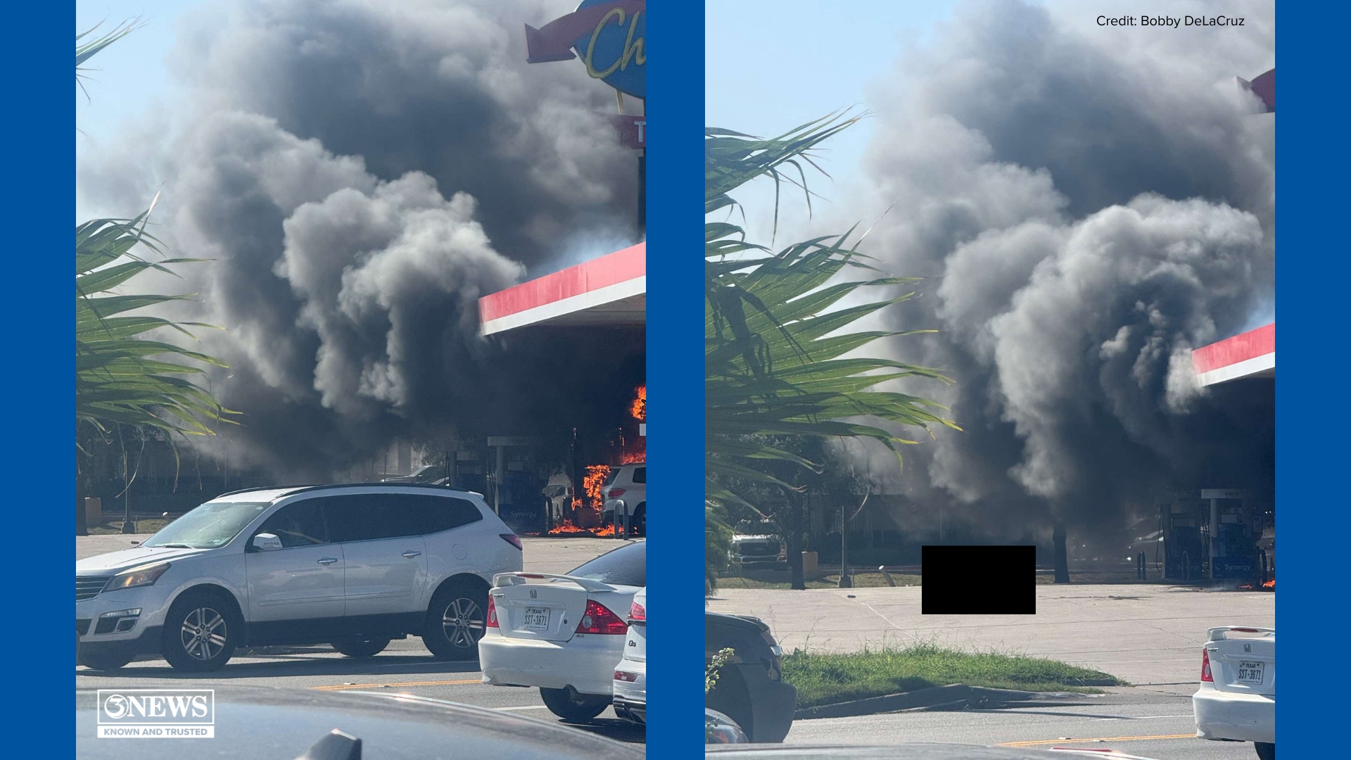 Fire engulfs man at Stripes on Airline and SPID | Victim airlifted to ...