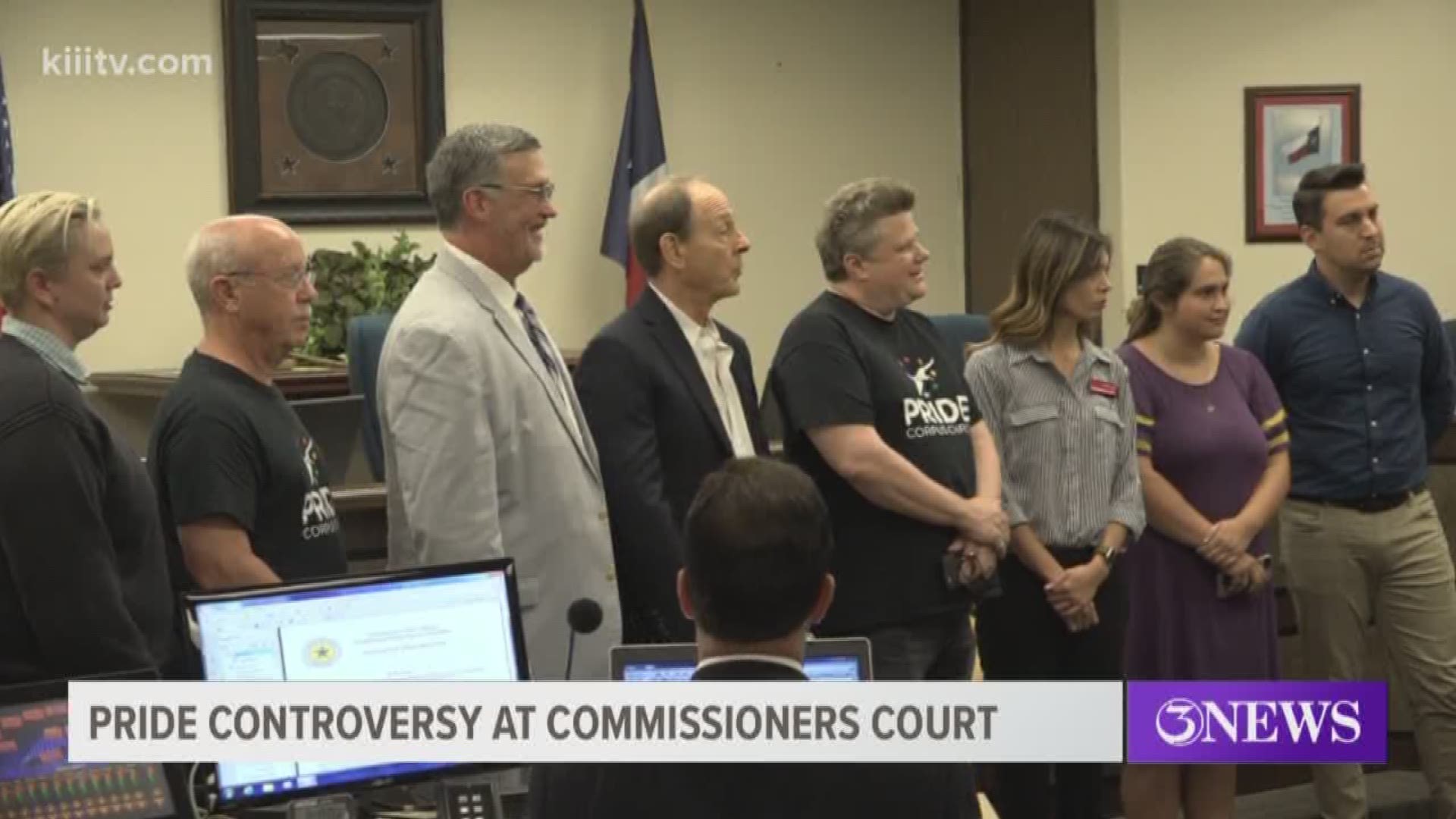 Nueces County Judge Barbara Canales read a proclamation during Wednesday's Commissioners Court meeting to recognize Pride Week, but not all of the commissioners were on board.