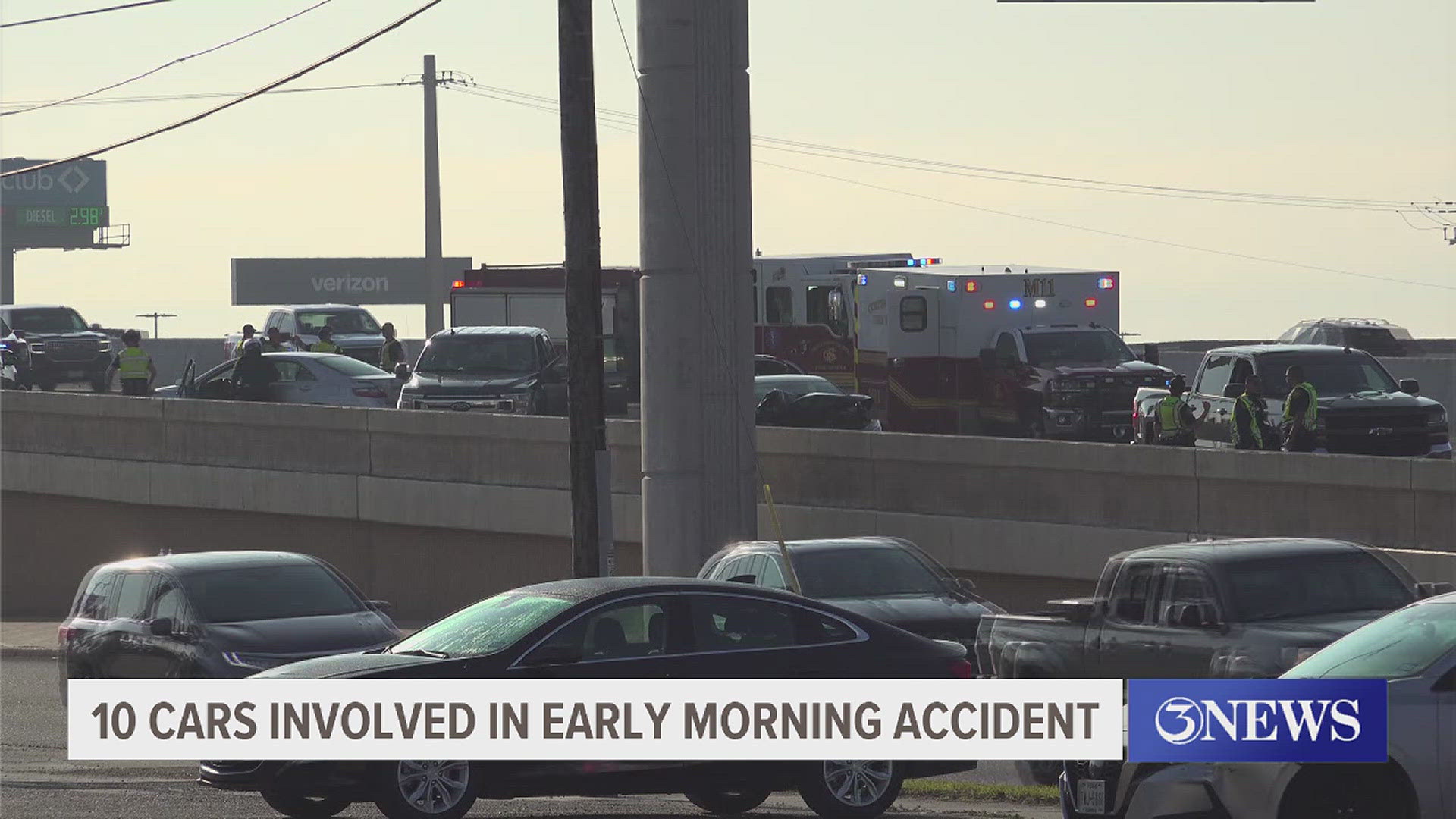 Corpus Christi Police Department officials said the collisions were caused by drivers following too closely to one another in heavy morning traffic.