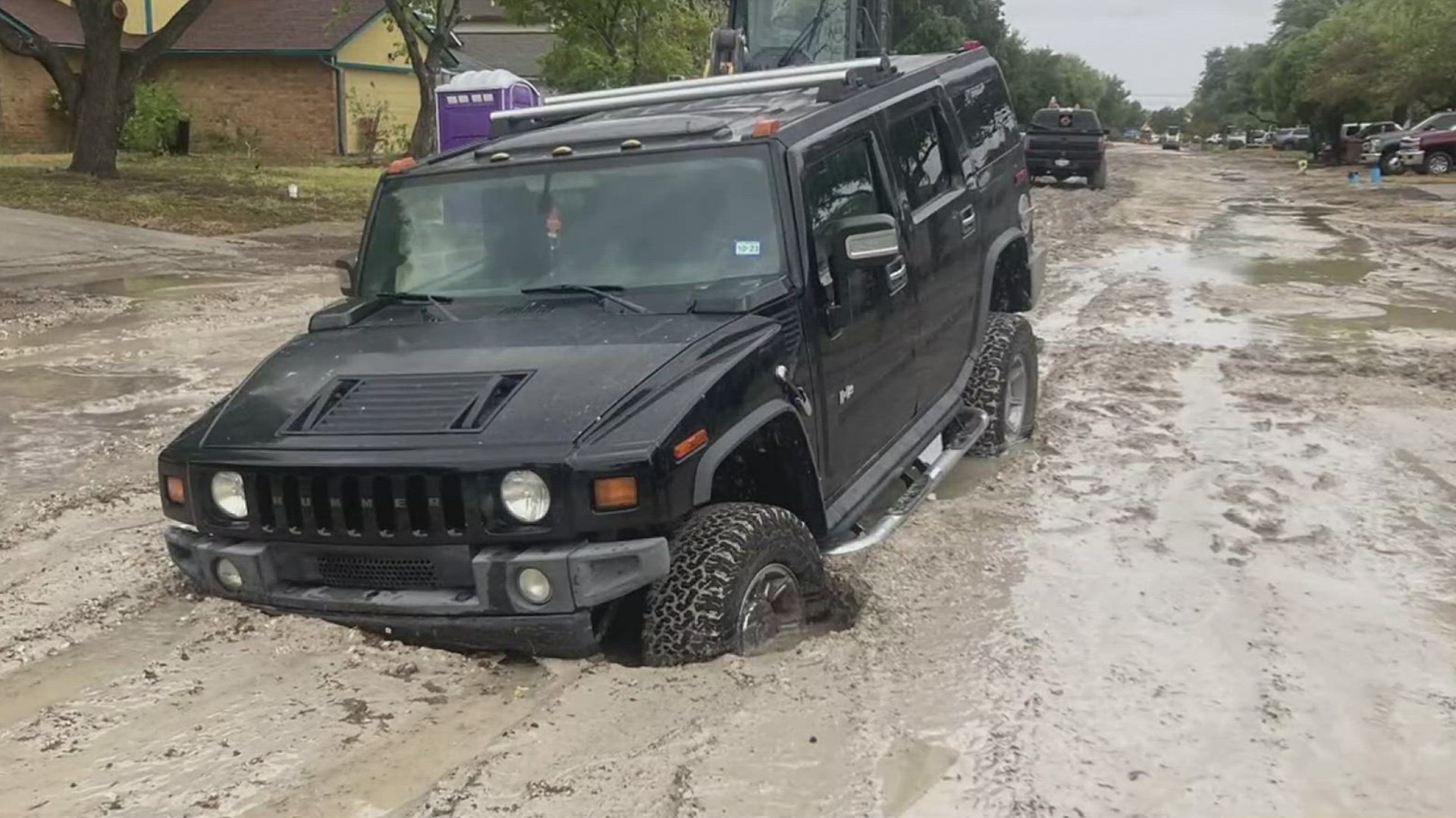 Calallen resident Brianna Rodriguez said trying to maneuver her street has become increasingly difficult. In fact, her family's Hummer sank into the mud.