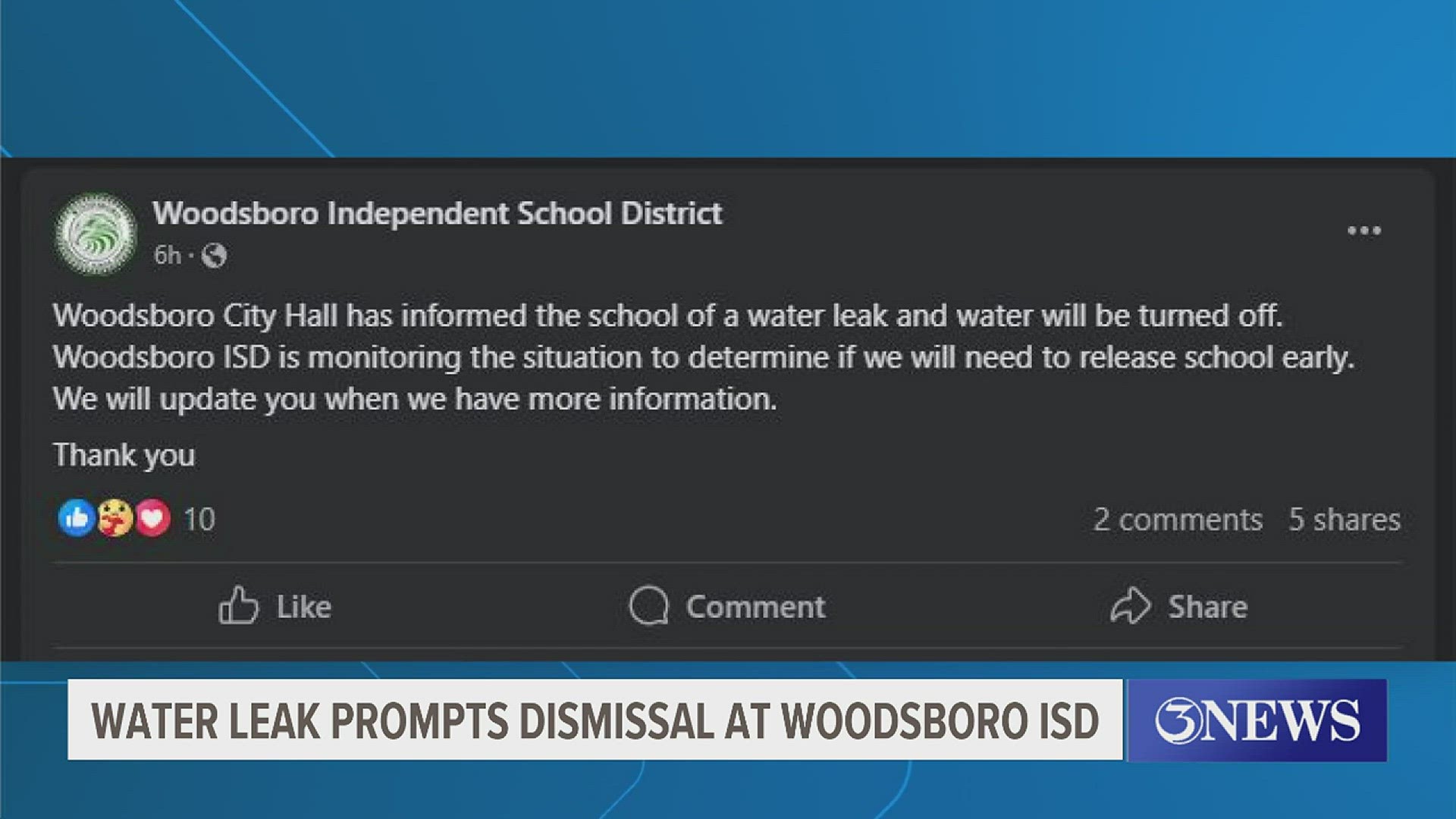 The water shut off turned out to not have been necessary, but city officials said the school proceeded with early dismissal since parents were already notified.