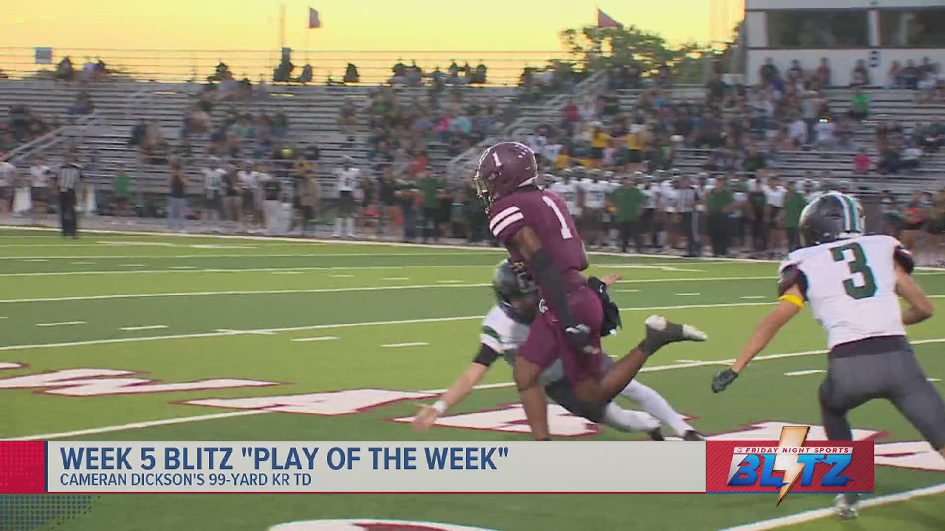 Flour Bluff's Cameran Dickson wins "Play of the Week" with 99-yard kick return TD; Saturday's high school games; Next Week on the Blitz: Week 5