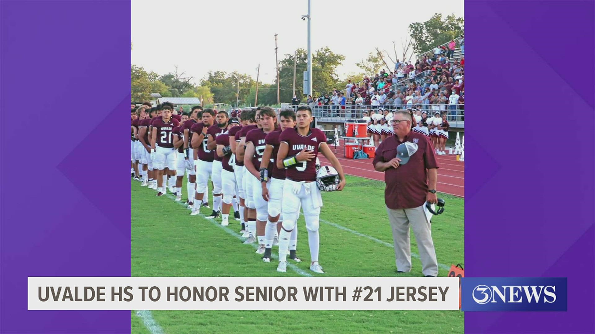 Coach Wade Miller wrote that the team will choose a new senior to wear the number each year. Twenty-one people died in the mass shooting at nearby Robb Elementary.