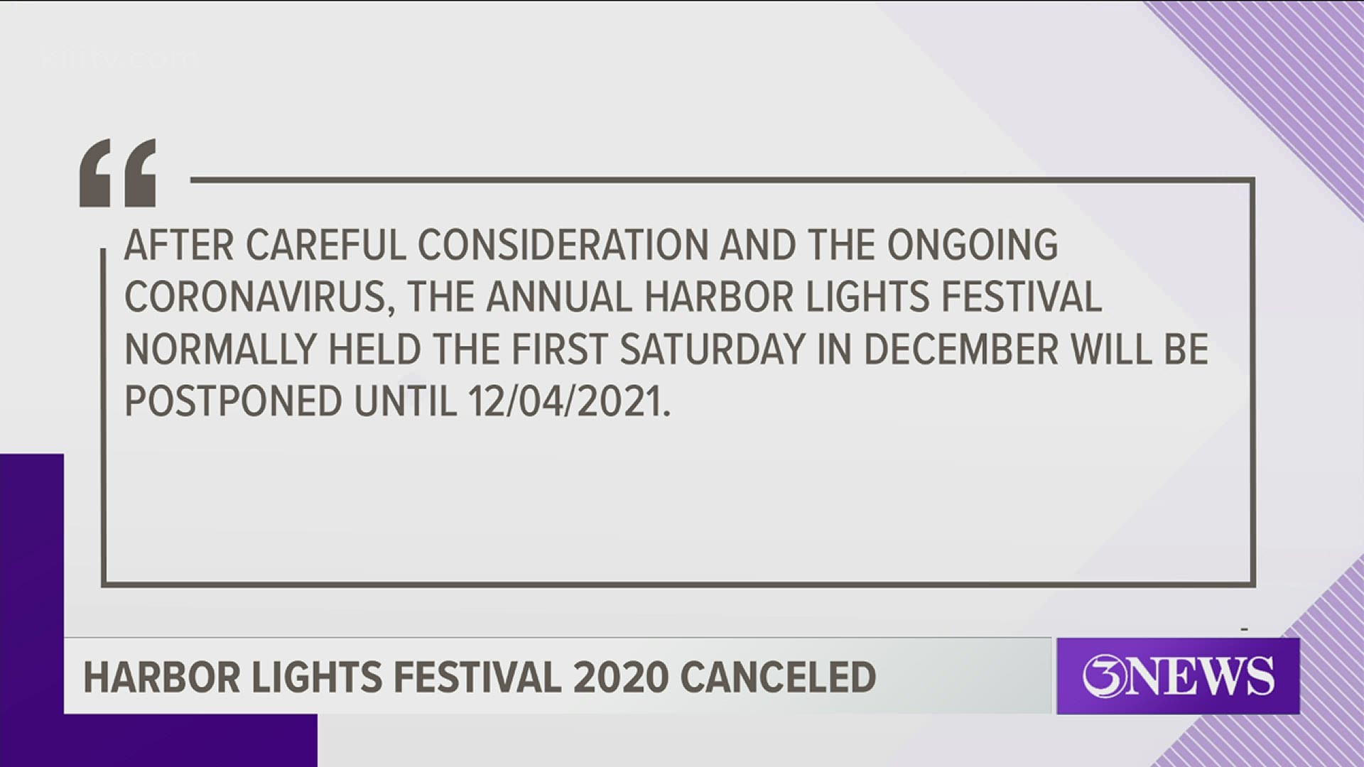 The annual festival will be back in 2021.