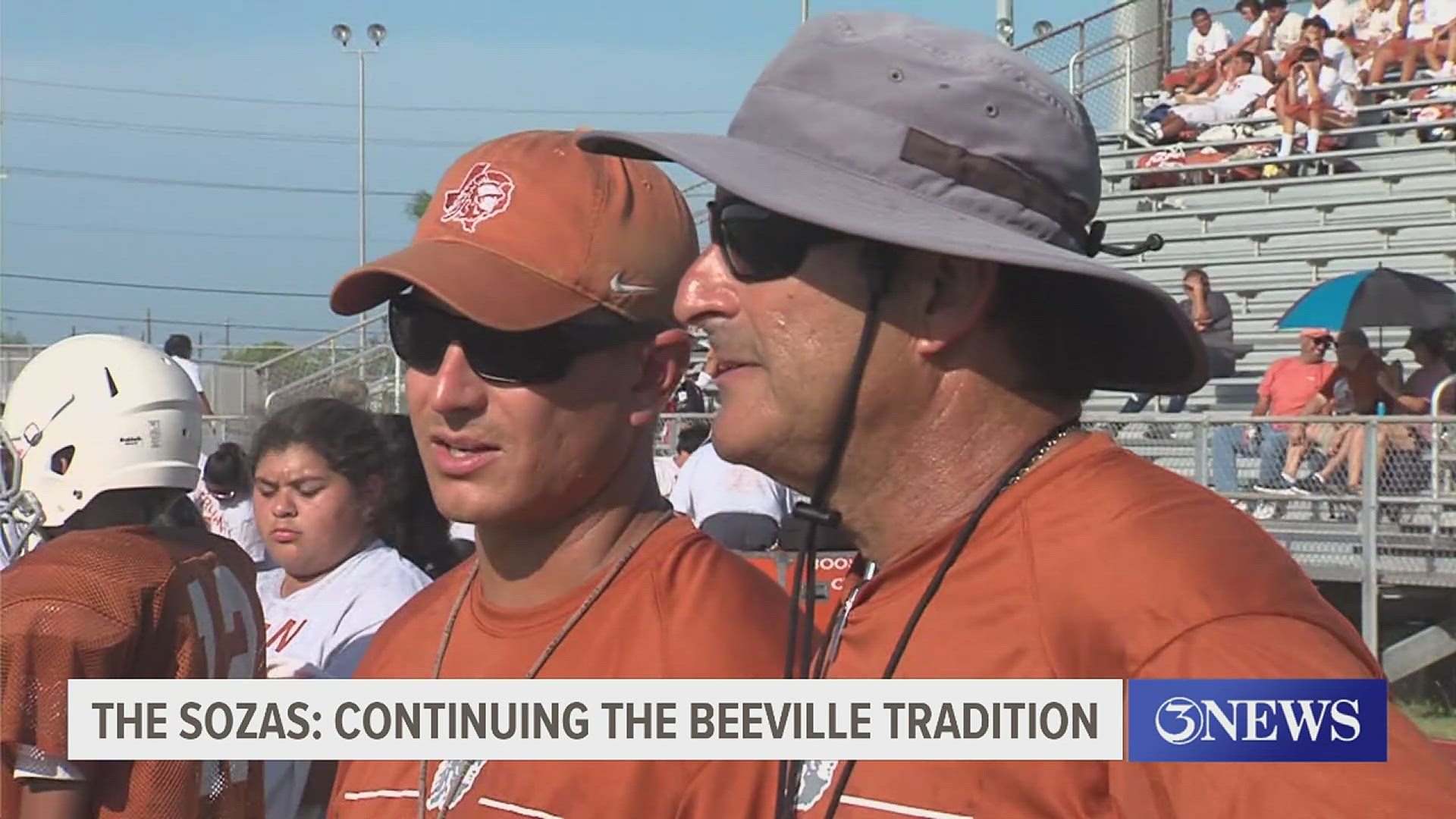 Chris and son Eric Soza serve as coaches on the football team while daughter Felicia is the girls basketball coach and girls athletic coordinator.