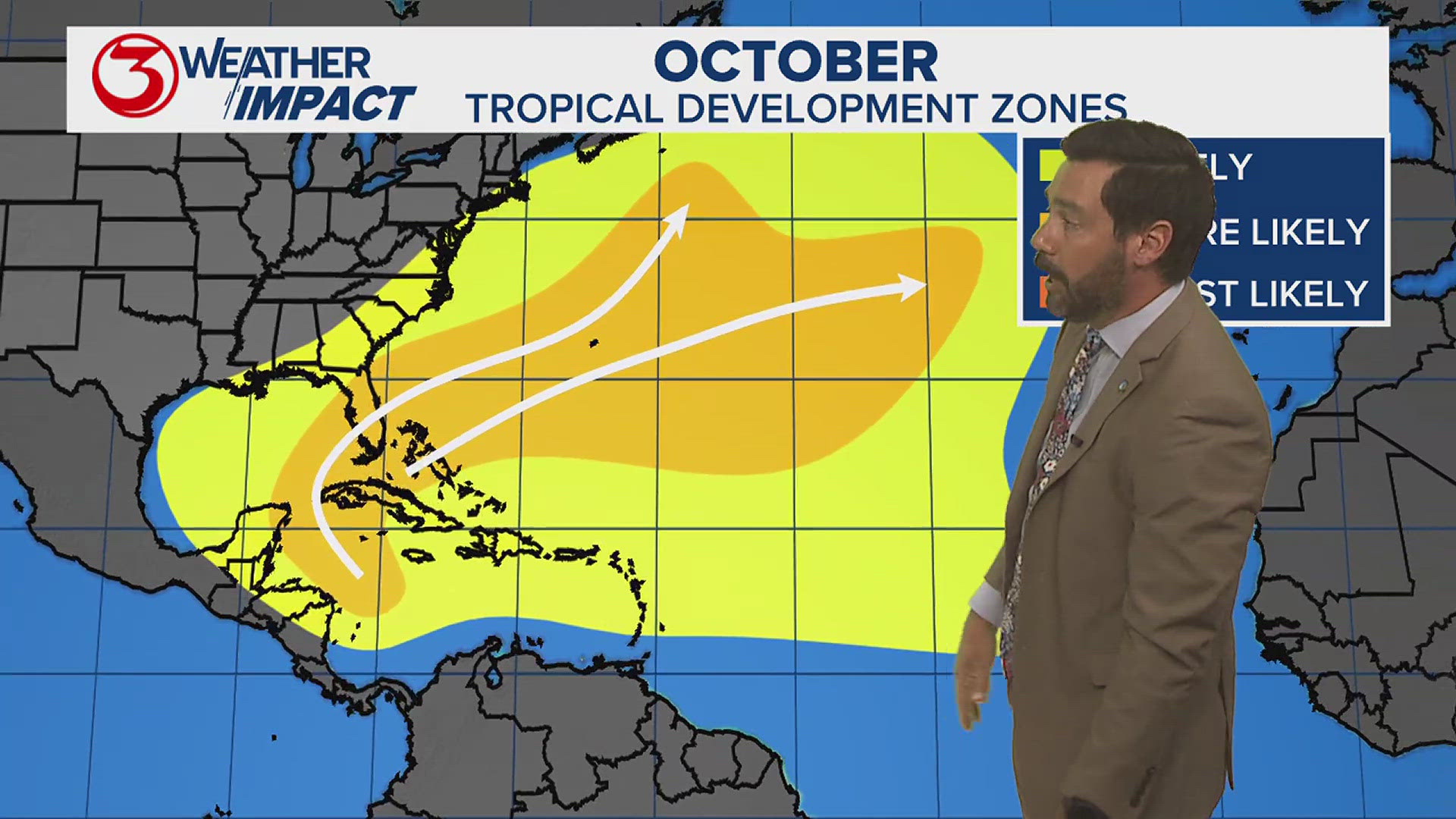 Oscar expected to turn back into the Atlantic as a weakening tropical storm. We are watching the Western Caribbean for possible development over the next few weeks.