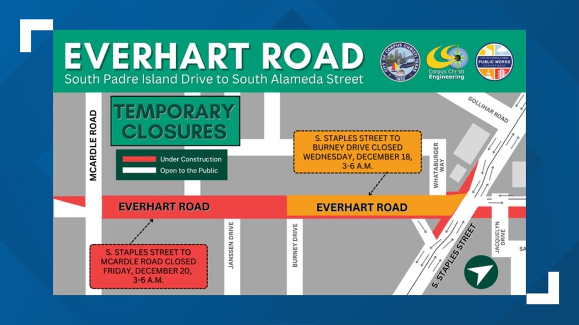 Parts of Everhart Road closed for construction work this week | kiiitv.com