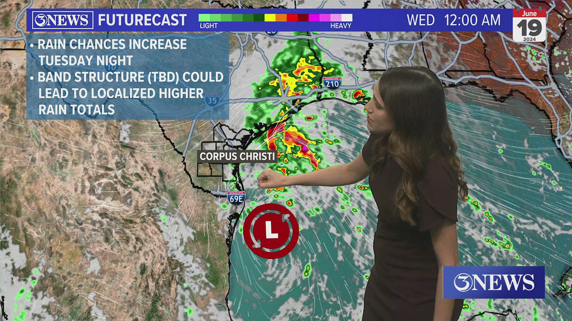 A tropical system will approach the Texas-Mexico border by midweek, bringing heavy rainfall, a flash flood risk, and dangerous beach conditions to the Coastal Bend.