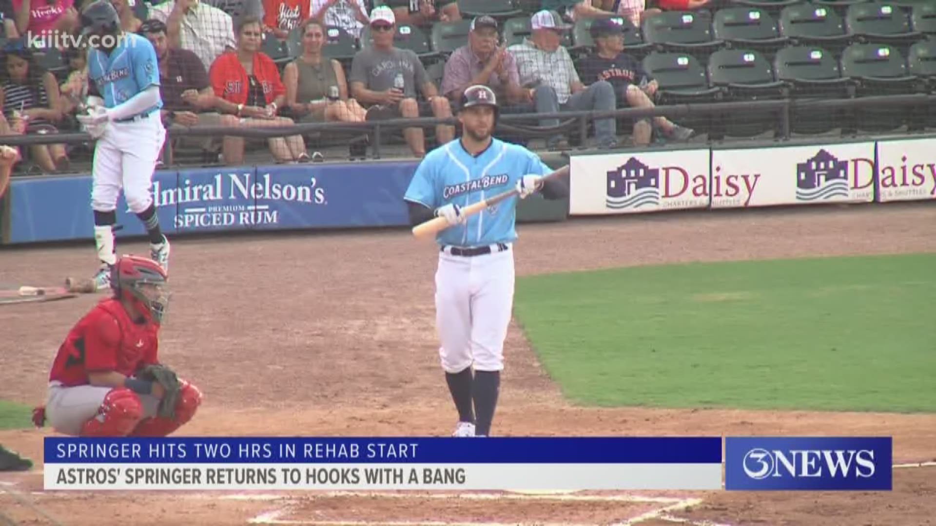 The former World Series MVP returned to Whataburger Field with a bang Thursday.