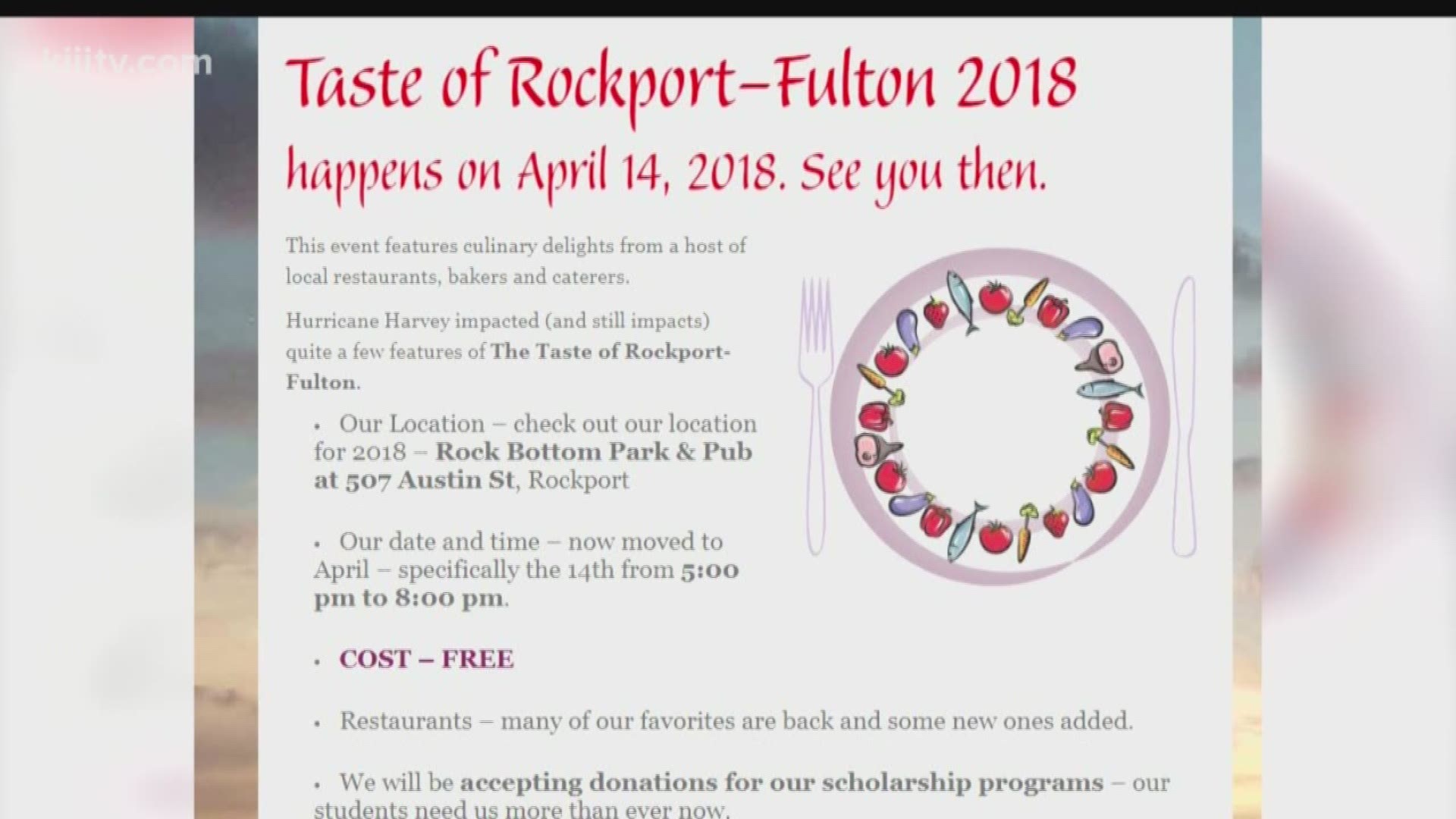 Organizers said this year the event would be free to the public but any donations made will go towards scholarships for graduates of Rockport-Fulton High School.  