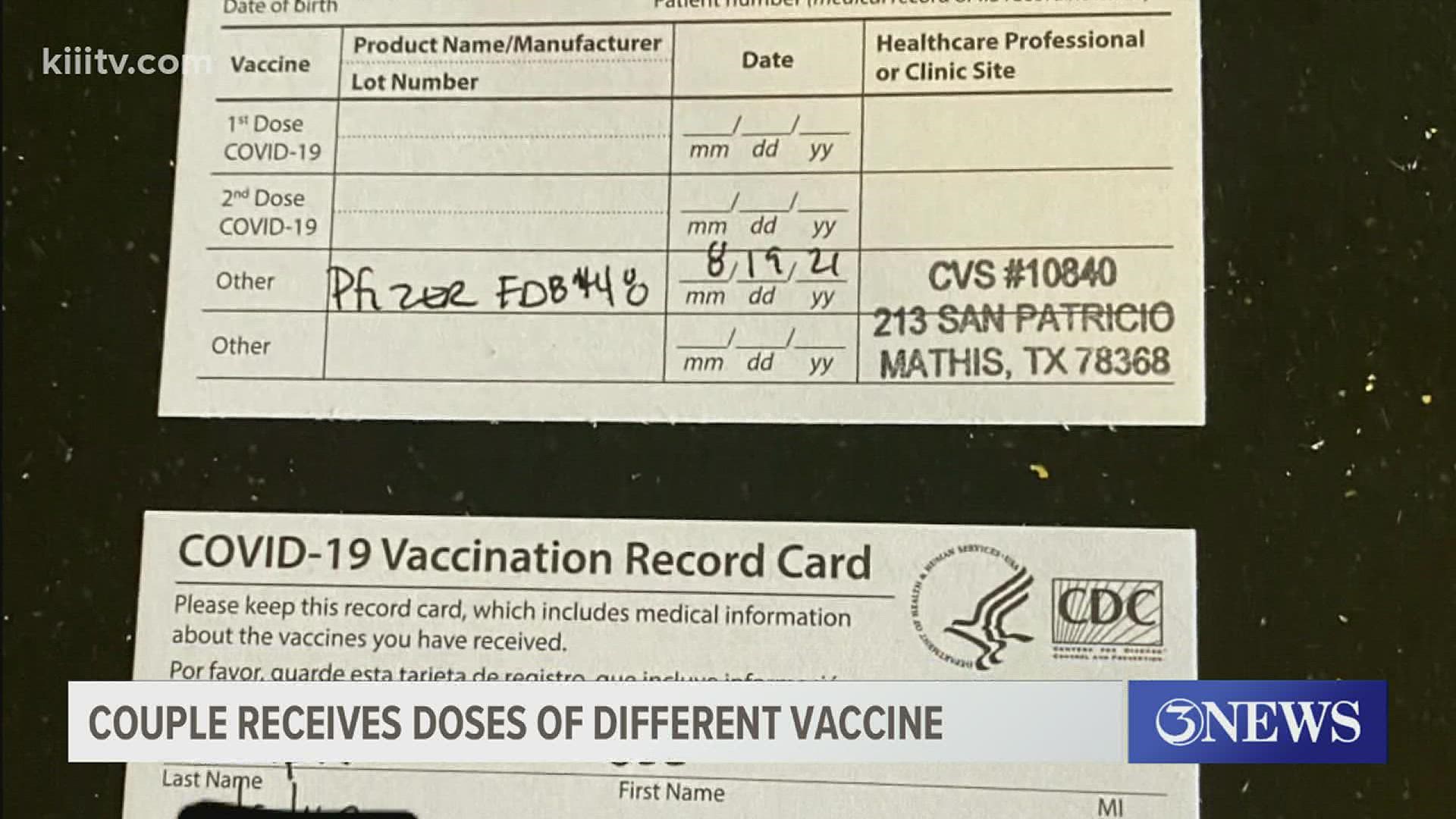 Health experts said the couple should have received a third dose of Moderna instead of a booster and vaccines should not be mixed and matched.