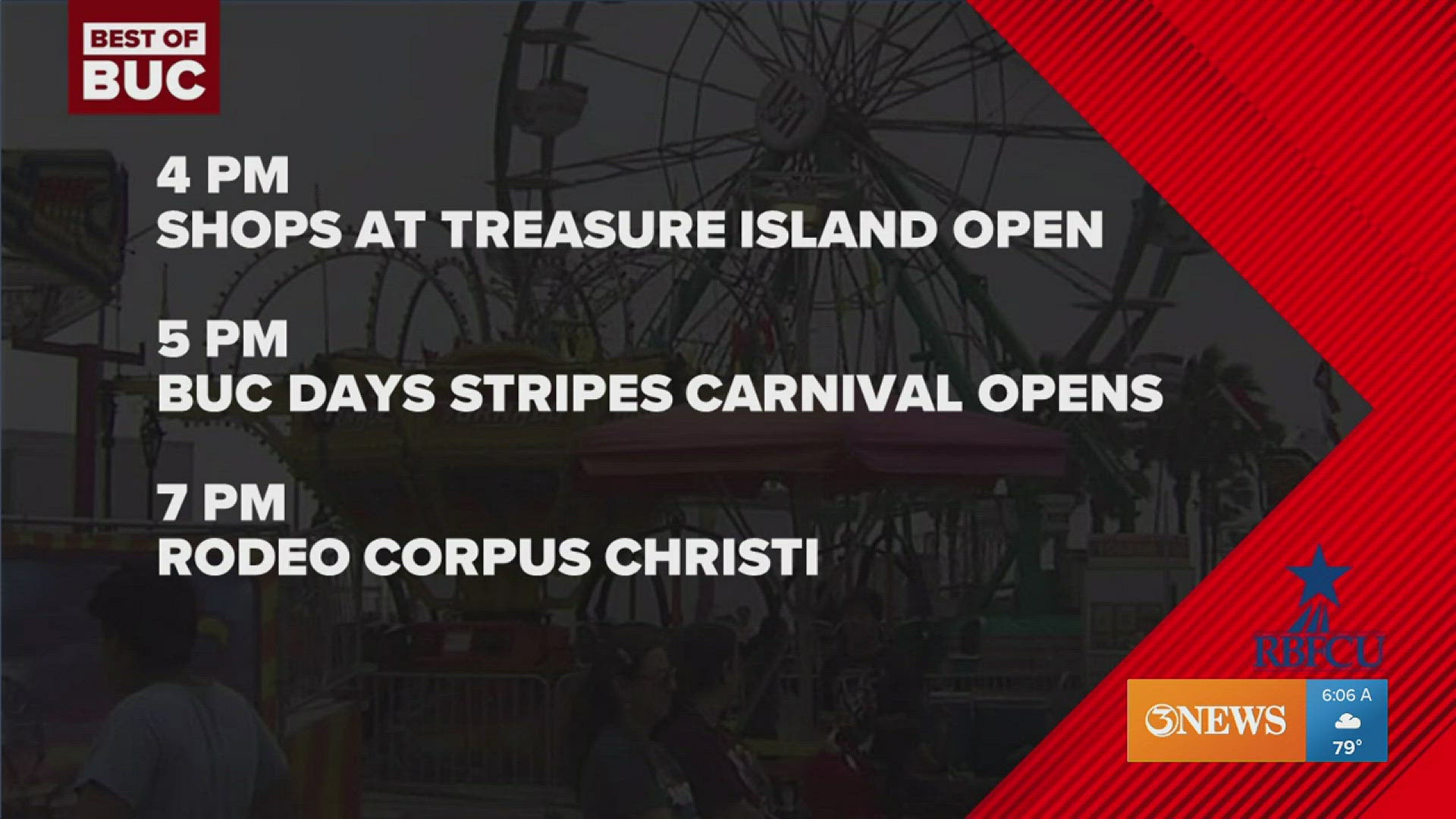 Here's what to look out for if you are heading to Buc Days this Wednesday!