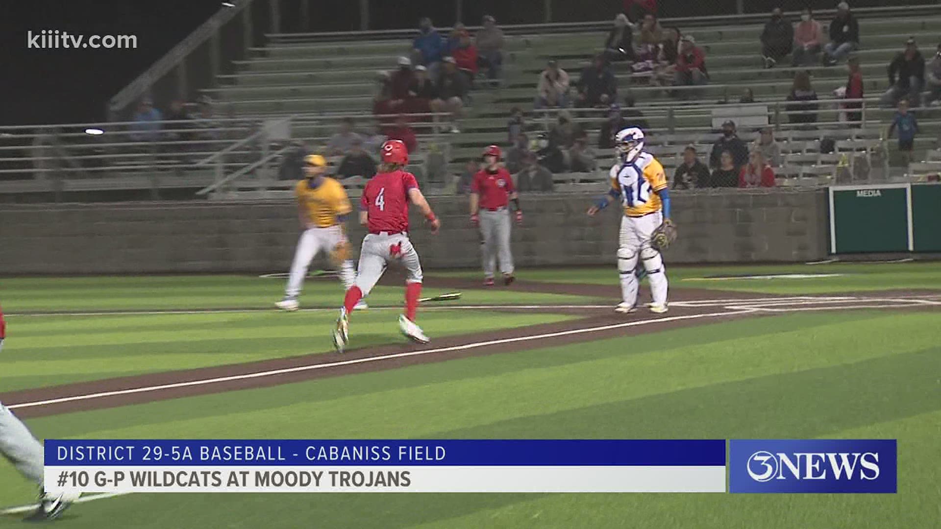 10th-ranked Gregory-Portland used a big third inning to beat Moody 8-3. Carroll fell to the Titans 7-0 in the early game.
