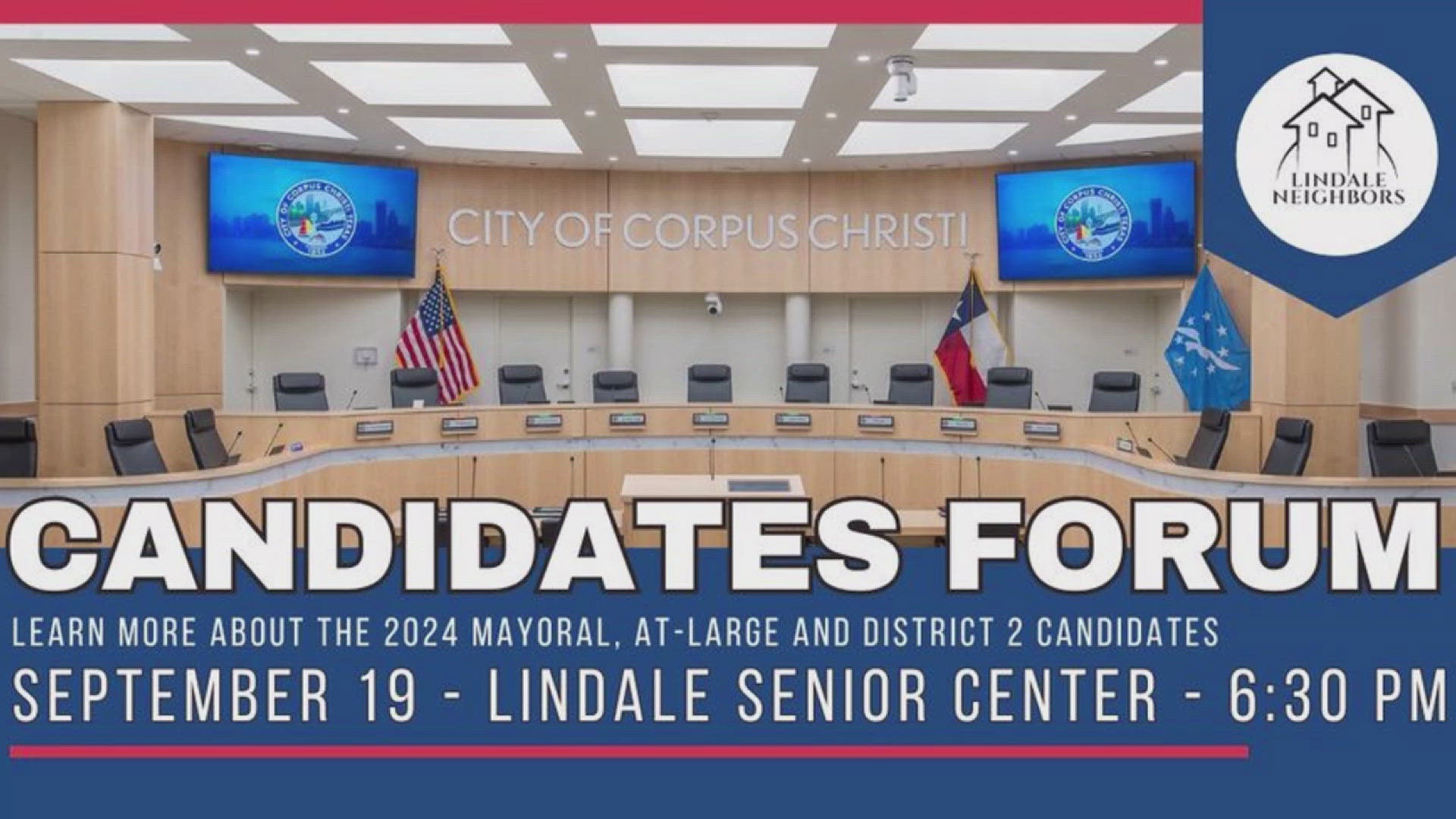 The candidate's forum starts at 6:30 p.m. at the Lindale Senior Center next to Ray High School.