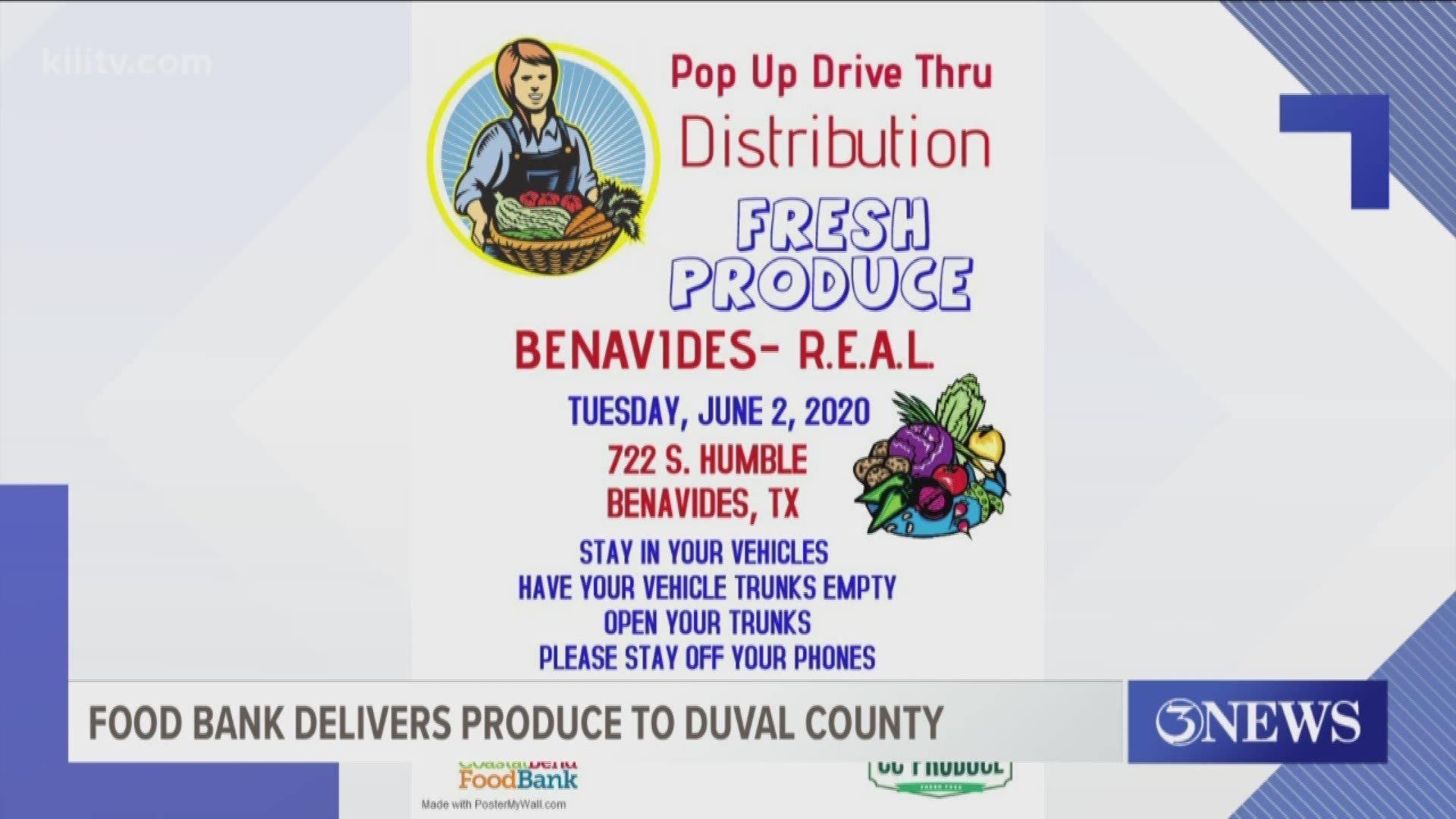 Folks at the Coastal Bend Food Bank will be out in various parts of the Coastal Bend over the month handing out produce and other food items.