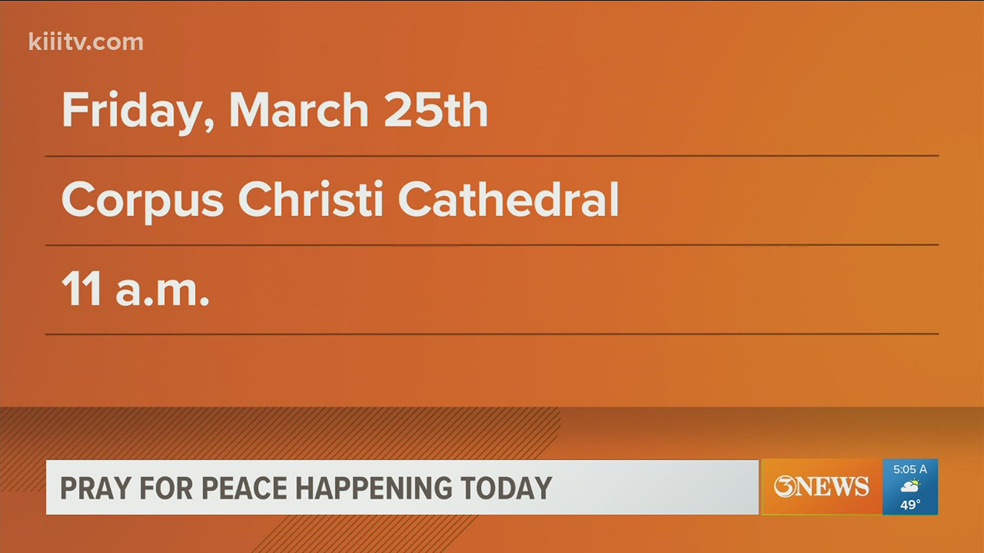 The prayer will happen at 11 a.m., simultaneous with the Pope's prayer.