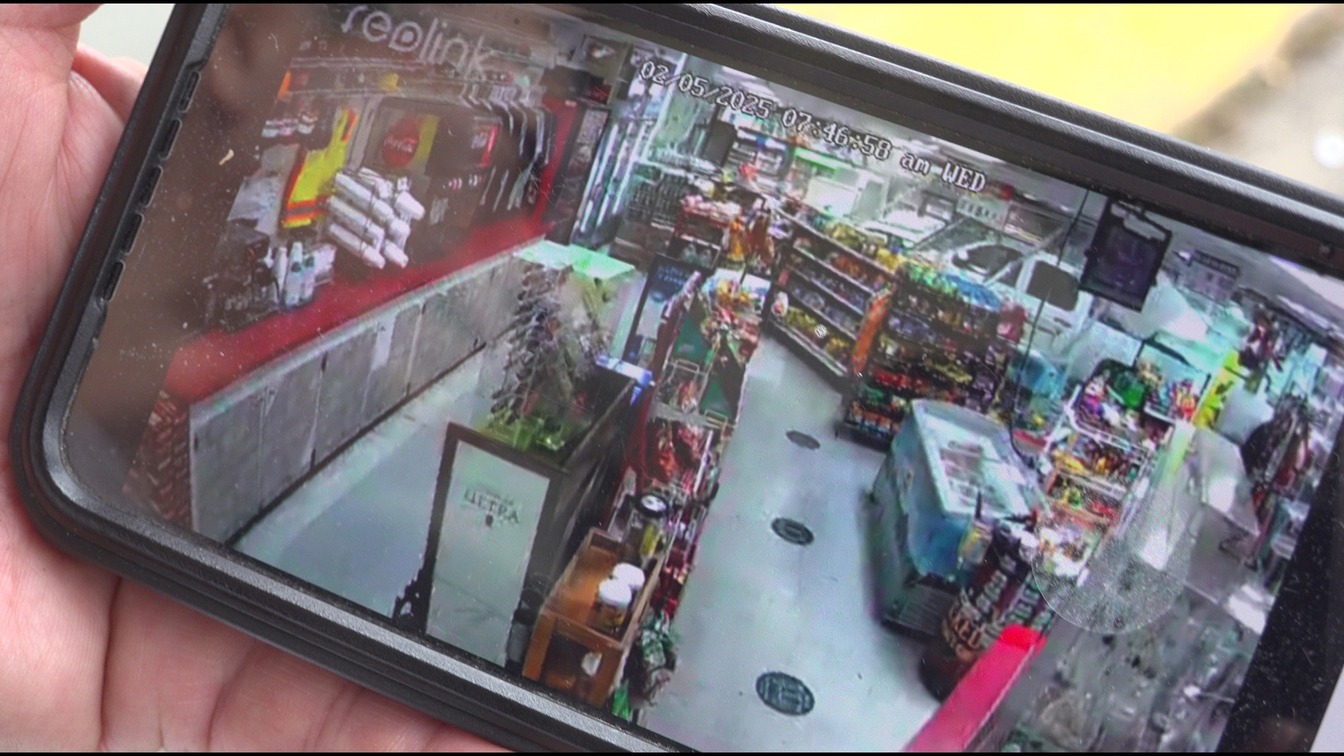 3NEWS obtained video from the moment a car crashed into a store on Brownlee Boulevard at 7:46 a.m. on Wednesday, Feb. 5.