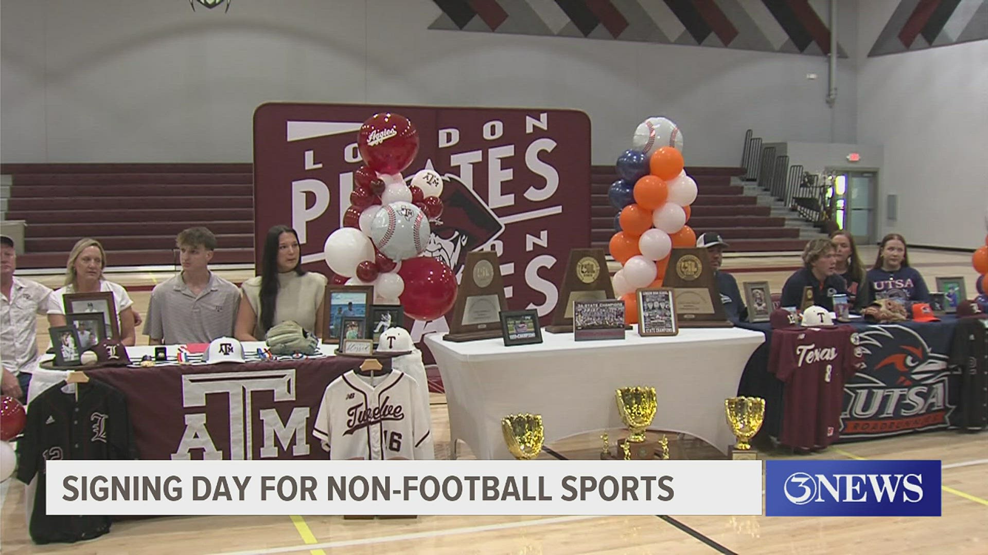 Pirates seniors Blanye Lyne (Texas A&M) and Mason Jacob (UTSA) signed their letters of intent Wednesday on national signing day.