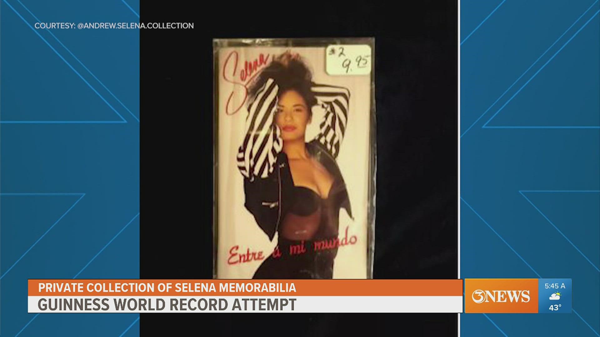 Andrew Longoria's Selena collection has over 1,500 pieces including makeup, figurines, t-shirts and dolls.