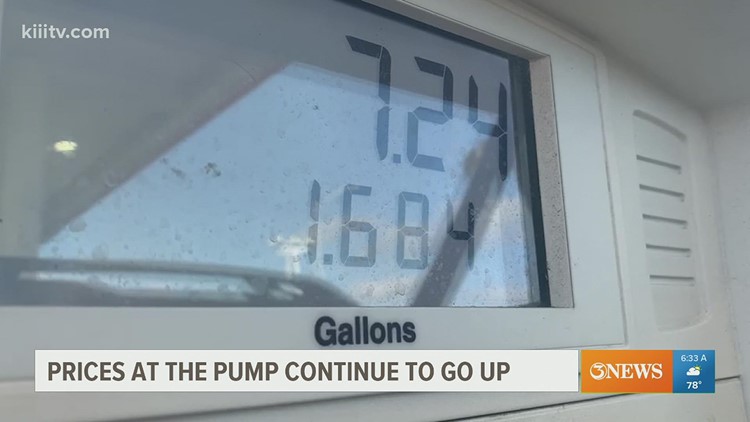 Gas prices continue to increase across the Coastal Bend
