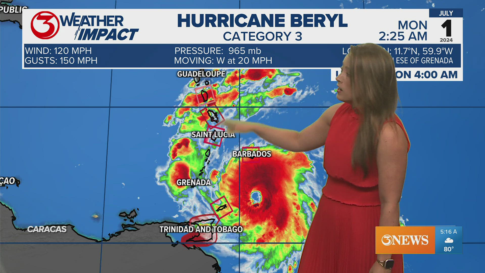 We are keeping an eye on the tropics as Hurricane Beryl-- currently a Category 3 system-- continues to develop. Here's a look at your Fourth of July forecast.