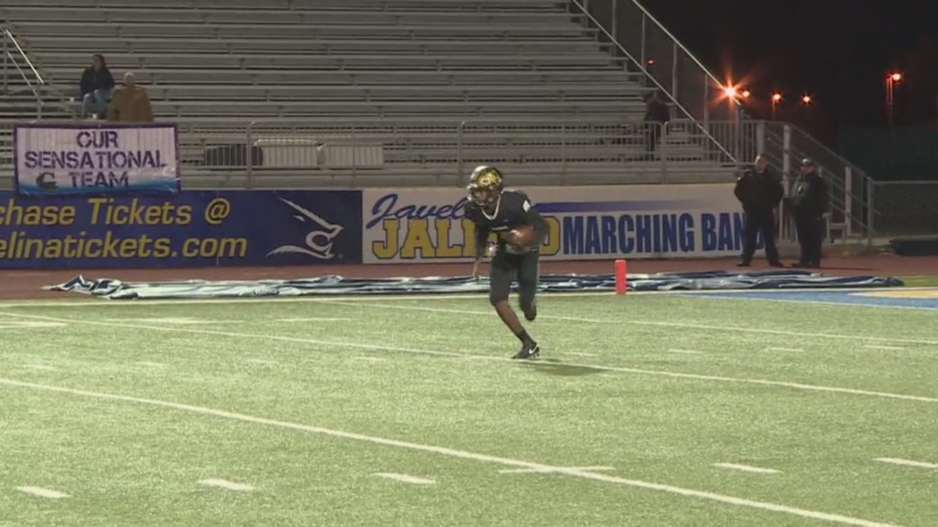 Kingsville's Tarance Carter takes the opening kick to the house