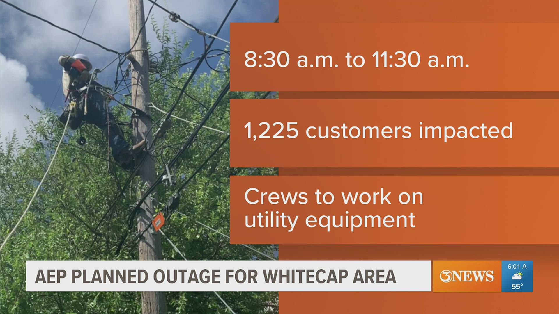 Padre Island residents are expected to experience a loss of electricity for about three hours Wednesday morning to allow for crews with American Electric Power (AEP)