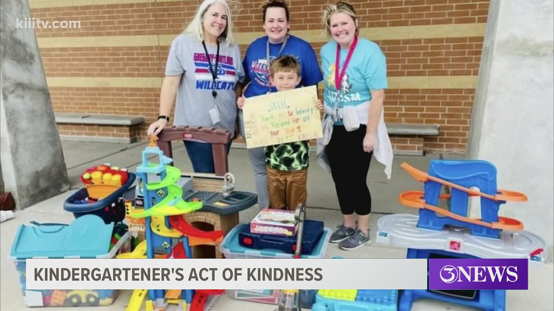 Olli Tucker heard about students at another elementary school in need of toys for their special education classroom and decided to reach into his own toy chest.