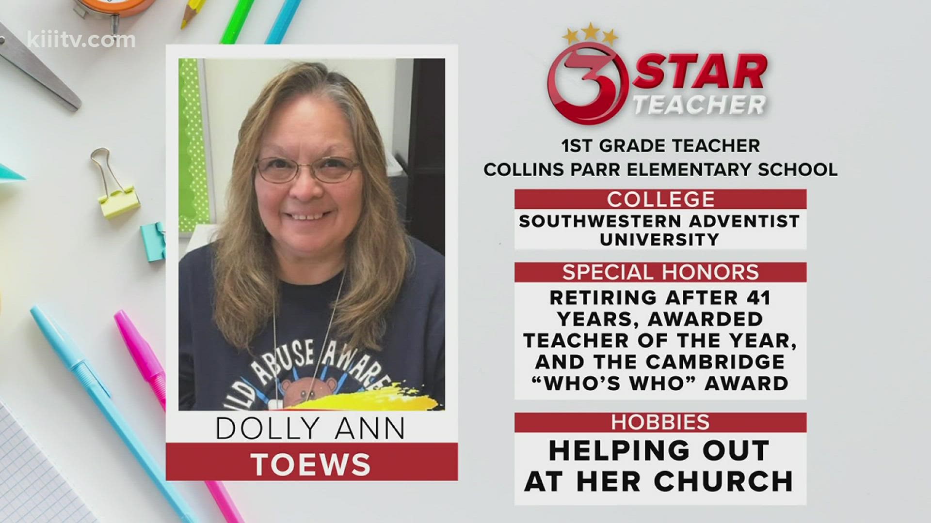 She was recently able to retire after more than 4 decades in the classroom! Thank you for all that you do!