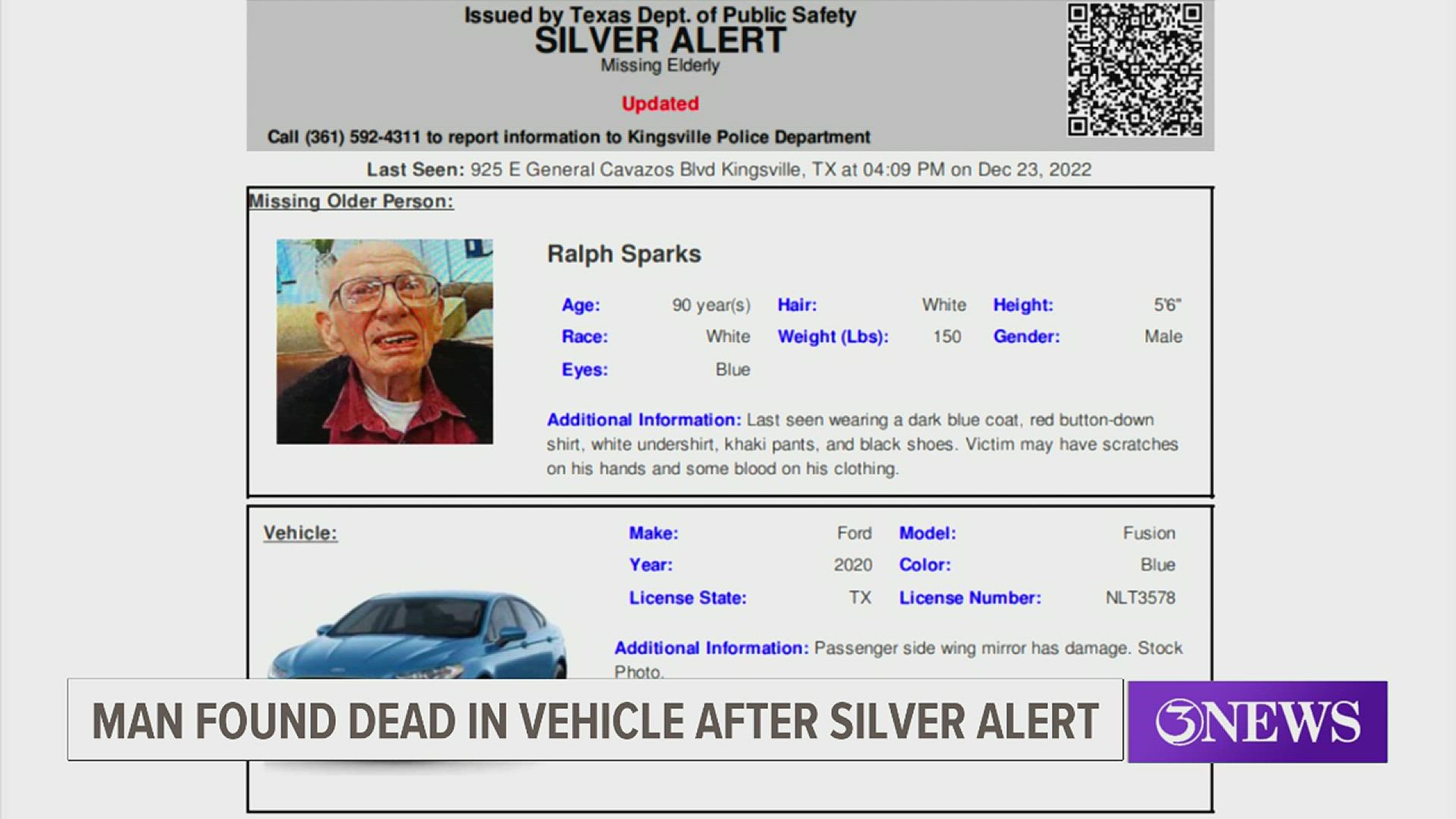 According to Nueces County Prescient 3 Constable Jimmy Rivera, the blue 2020 Ford Fusion was found at the 500 Block of County Road 10.