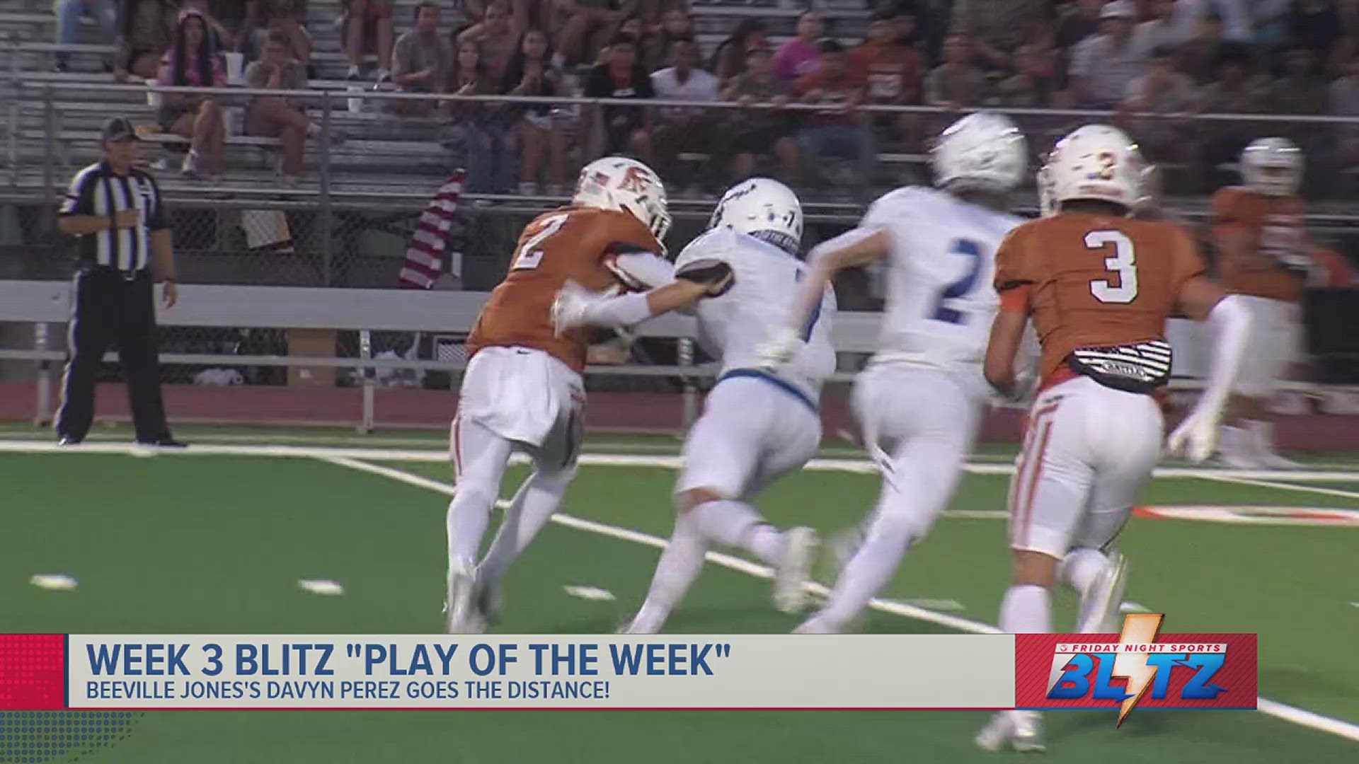 Beeville Jones's Davyn Perez takes a punt to the house for the play of the week. And we take a look at Week 4 on the Blitz.