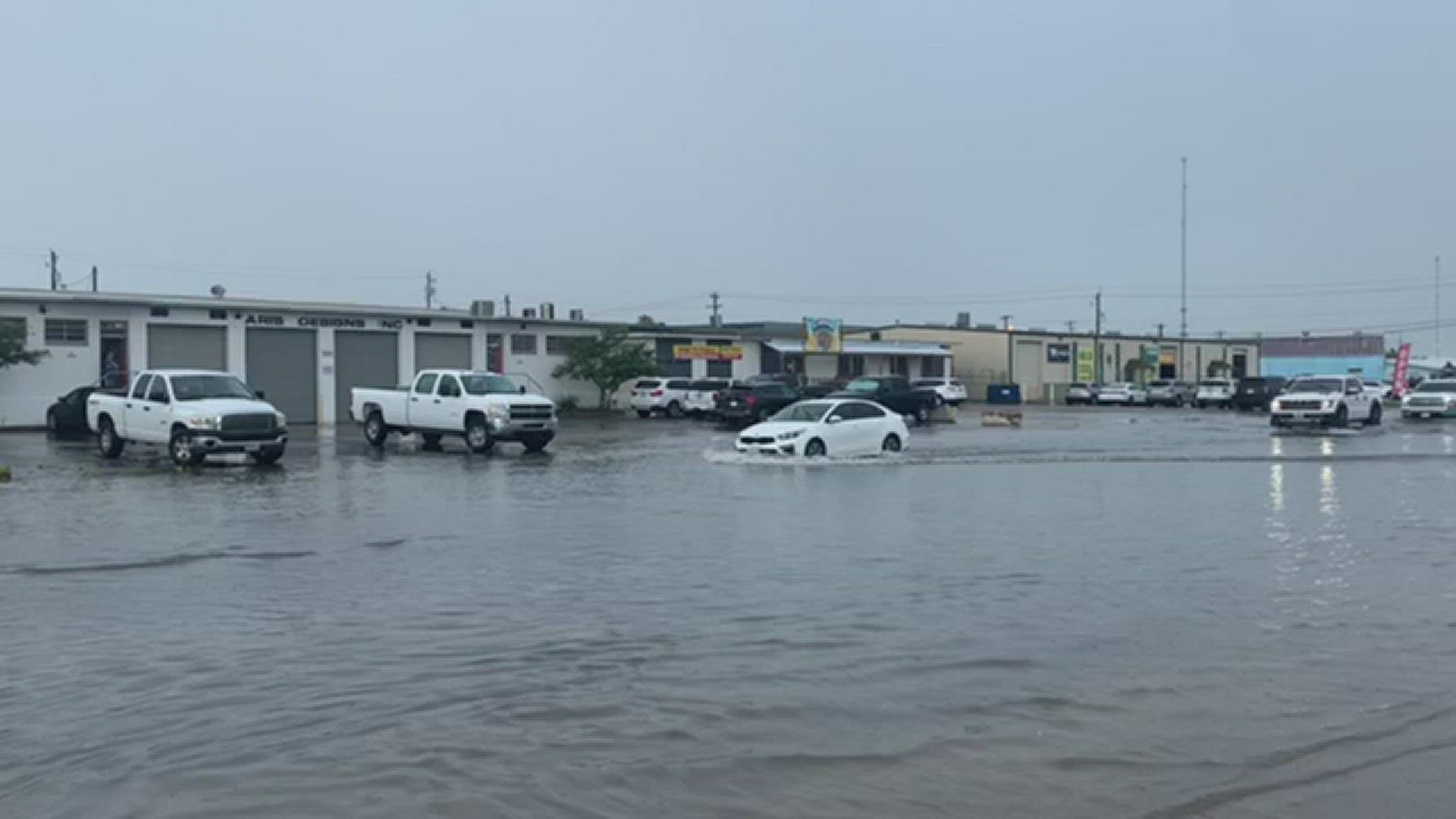 Heavy rainfall in Corpus Christi caused several areas of high water, including on the 4500 block of Baldwin.