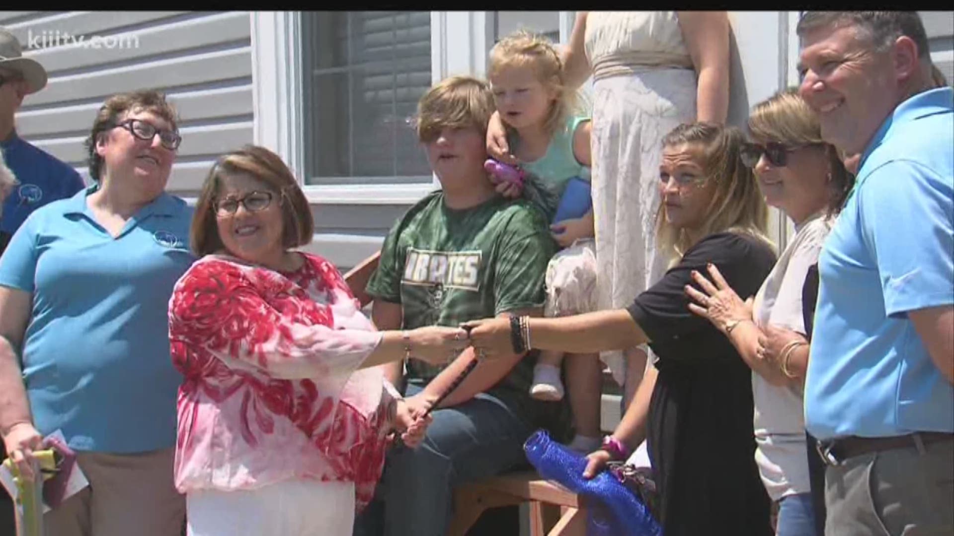 An Aransas Pass mother and her three children who lost their home and all their possessions in Harvey got a special present on the eve of the storm's anniversary, a new home.