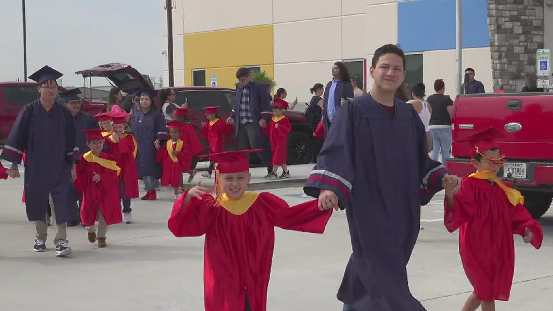 It was a full-circle moment for many School of Science and Technology seniors as they walked with kinder grads who are just starting their academic careers.