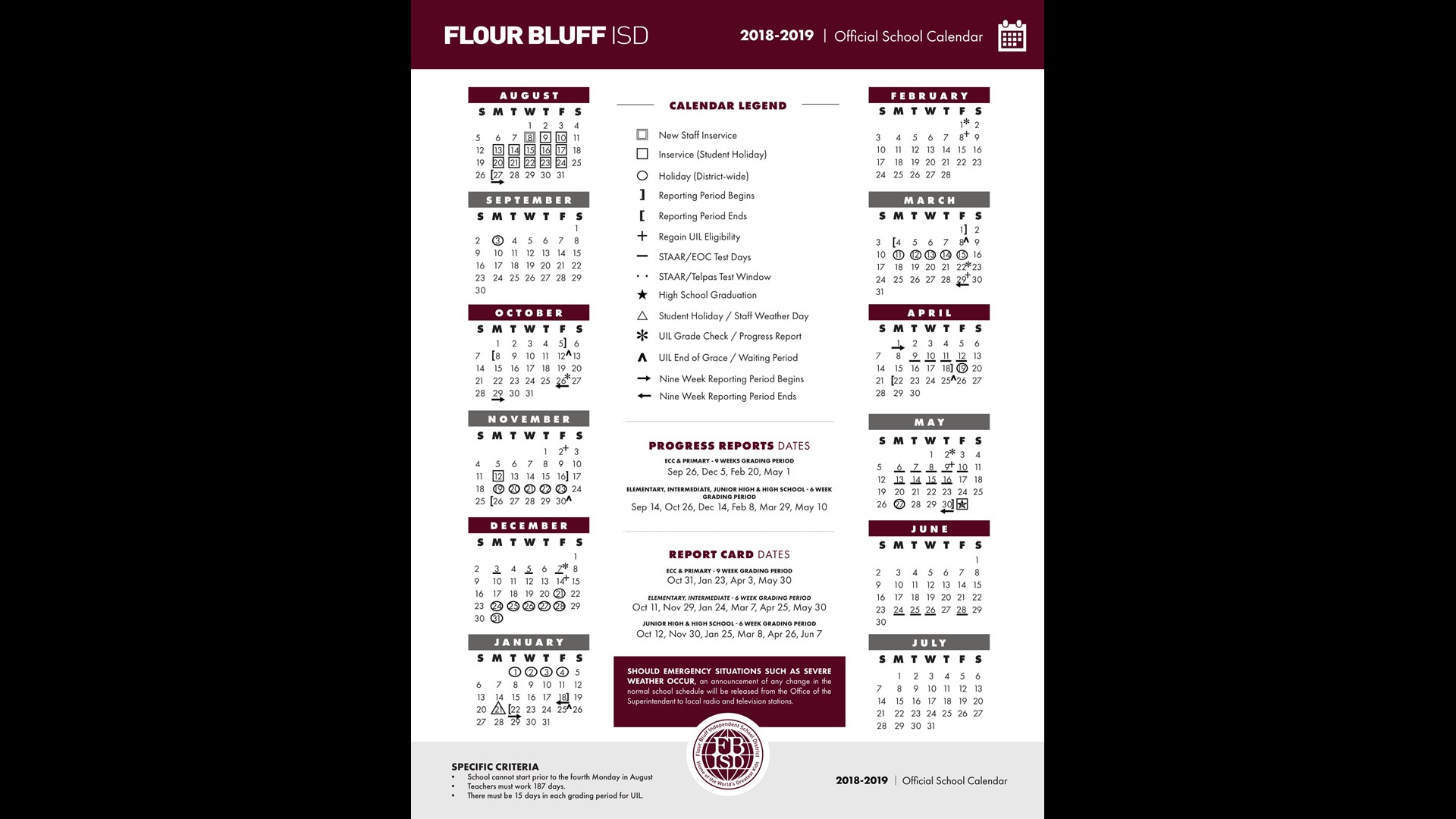 FBISD releases newly approved school calendar