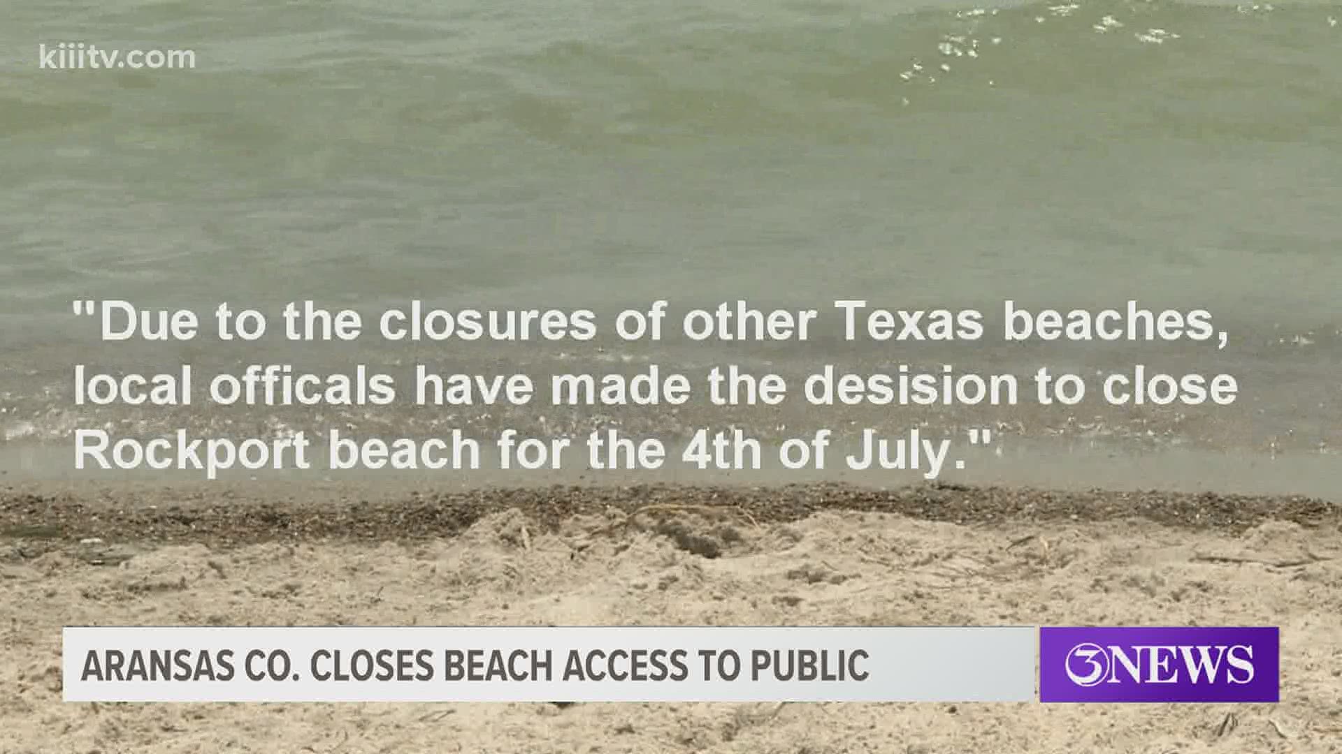 After a meeting with other community leaders and first responders, Aransas County Judge Burt Mills thought it would be best to close off beach access to the public.