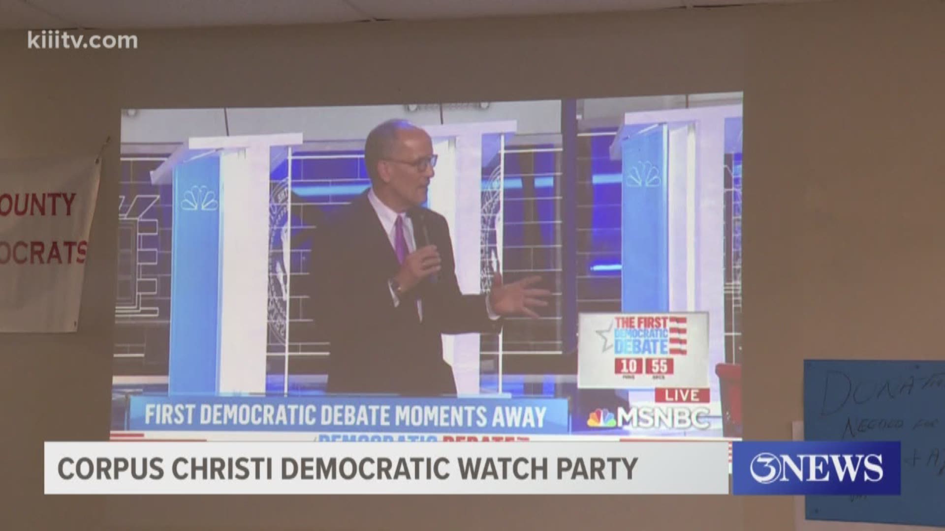Three News reporter Michelle Pedraza was at the watch party for the first Democratic Presidential candidate debate on June 26th, 2019.