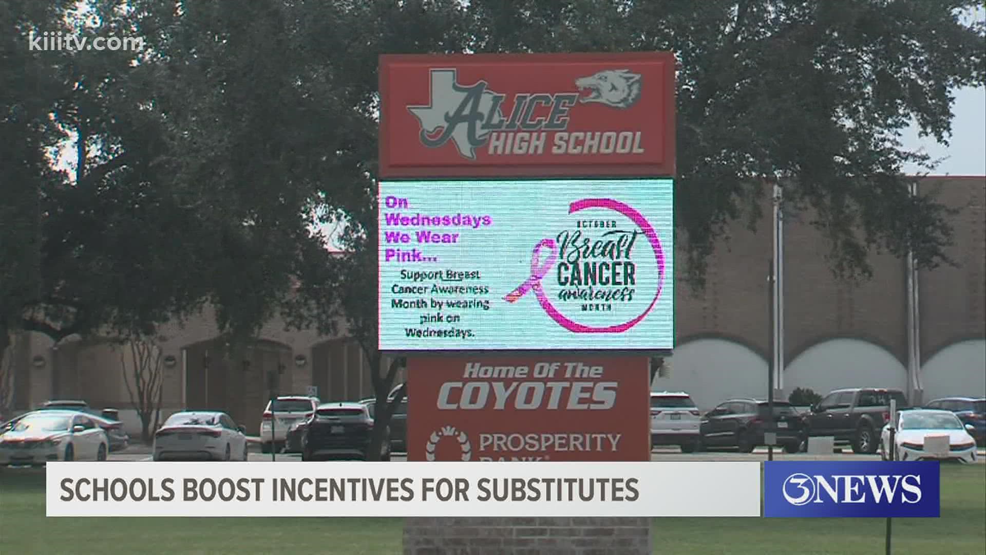 Alice ISD is raising the pay of substitute teachers to address the growing teacher shortage.
