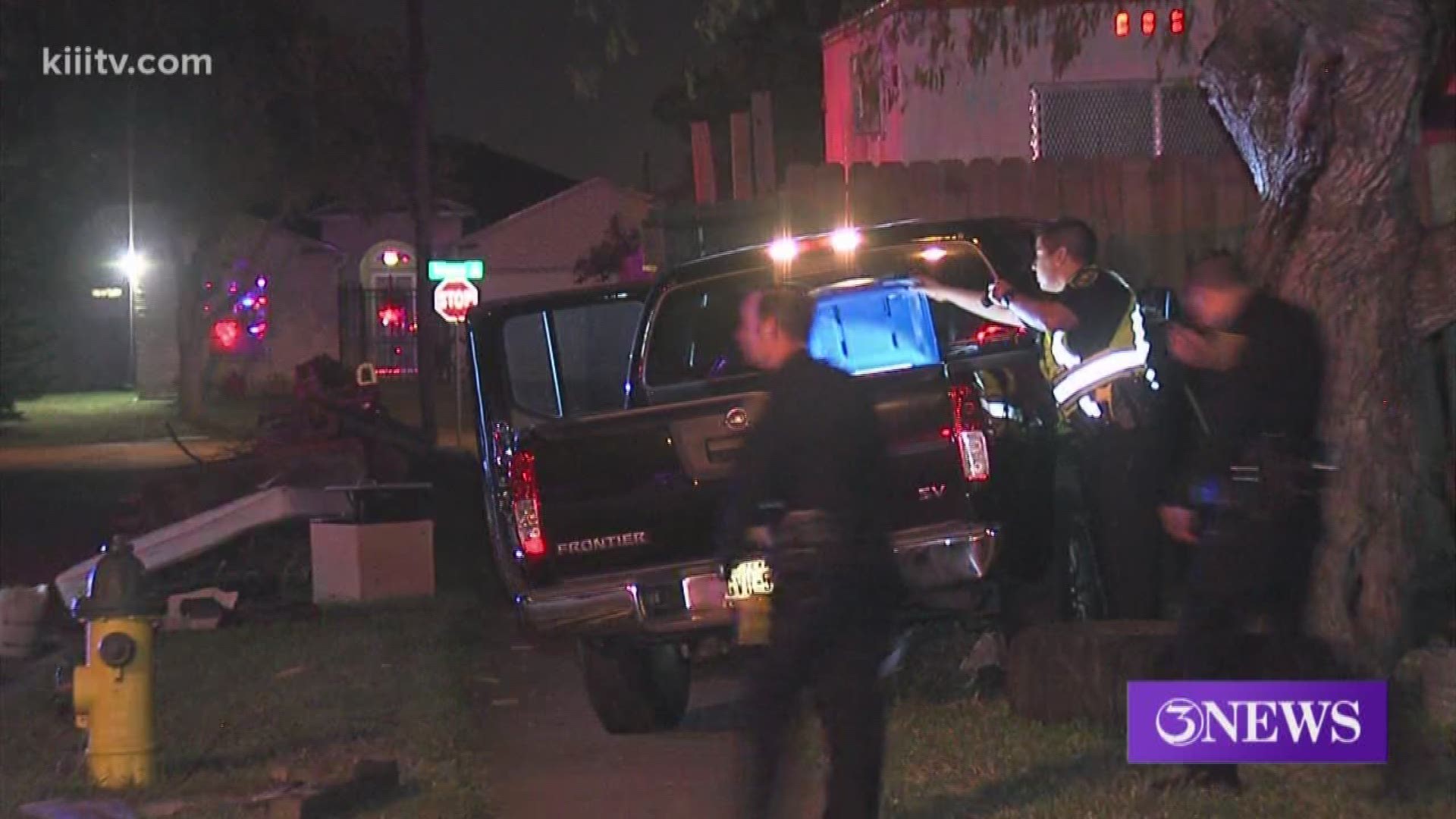 One person is still on the run after crashing a truck into a fence outside a home in Corpus Christi's southside Monday morning.