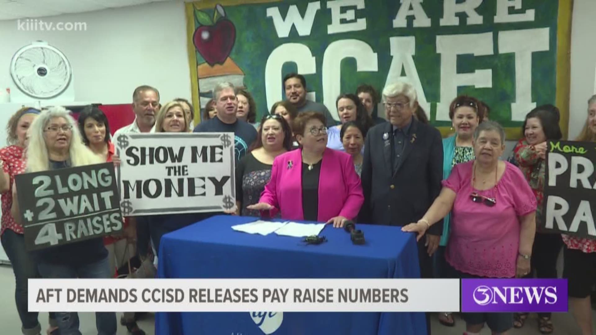 The American Federation of Teachers were fired up Thursday morning demanding that the Corpus Christi Independent School District school board release the pay raise percentage for teachers.