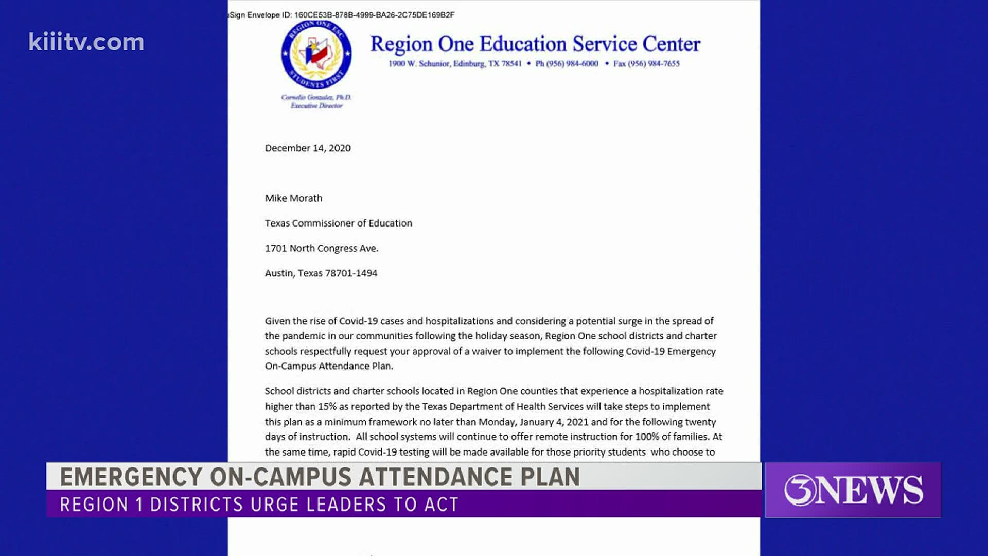 The waiver would allow region one school districts  to offer remote instruction for all families in addition to offering rapid COVID-19 testing for students.