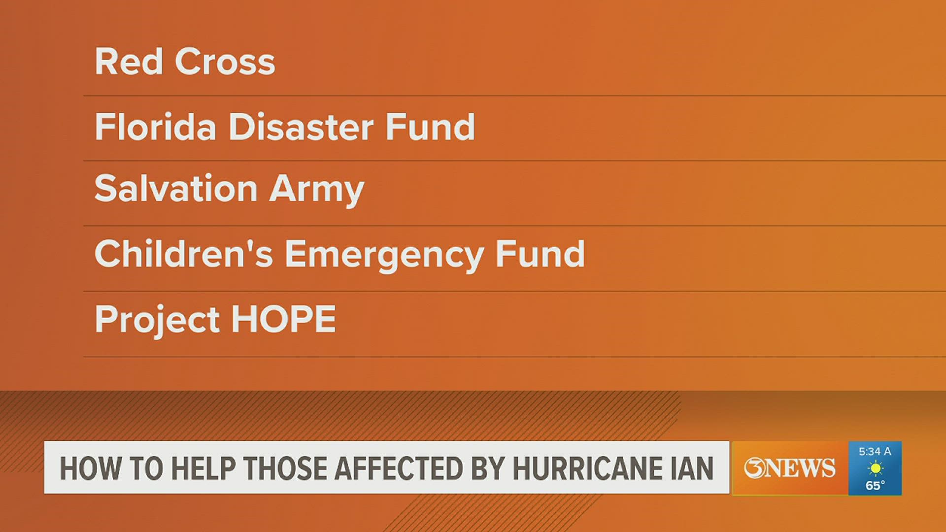 Several organizations are collecting donations for those in Ian's path.