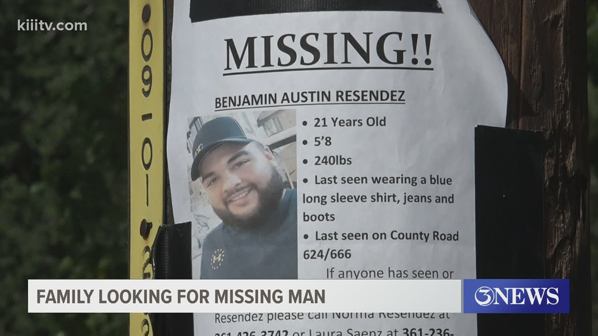 Resendez's family said he was last seen on County Road 624 and 666 near Bluntzer.