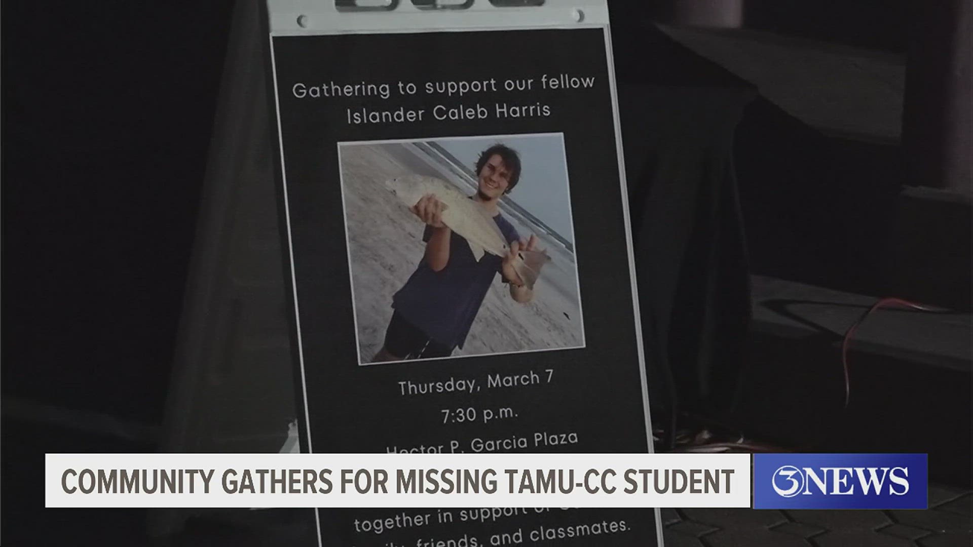 Caleb is a second-year student at TAMU-CC. Thursday evening friends and family gathered on campus to show their support during this difficult time.
