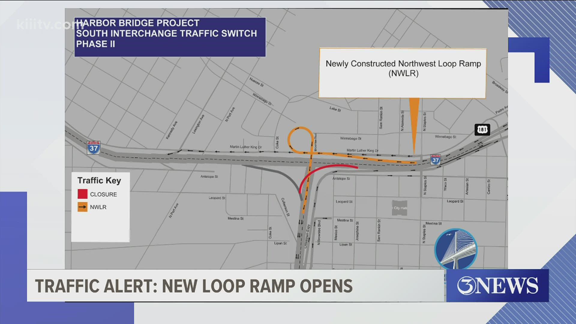 The ramp will open for drivers heading southbound on the Crosstown Expressway from the Harbor Bridge and Northbound on I-37.