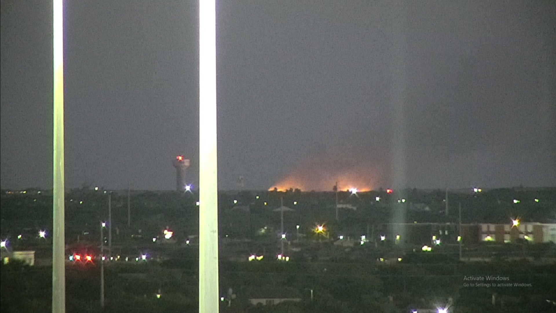 Crews are trying to control a fire south of the former Bob Hall Pier on Friday night. Here's a look at it from our 3NEWS studios Tower Cam.