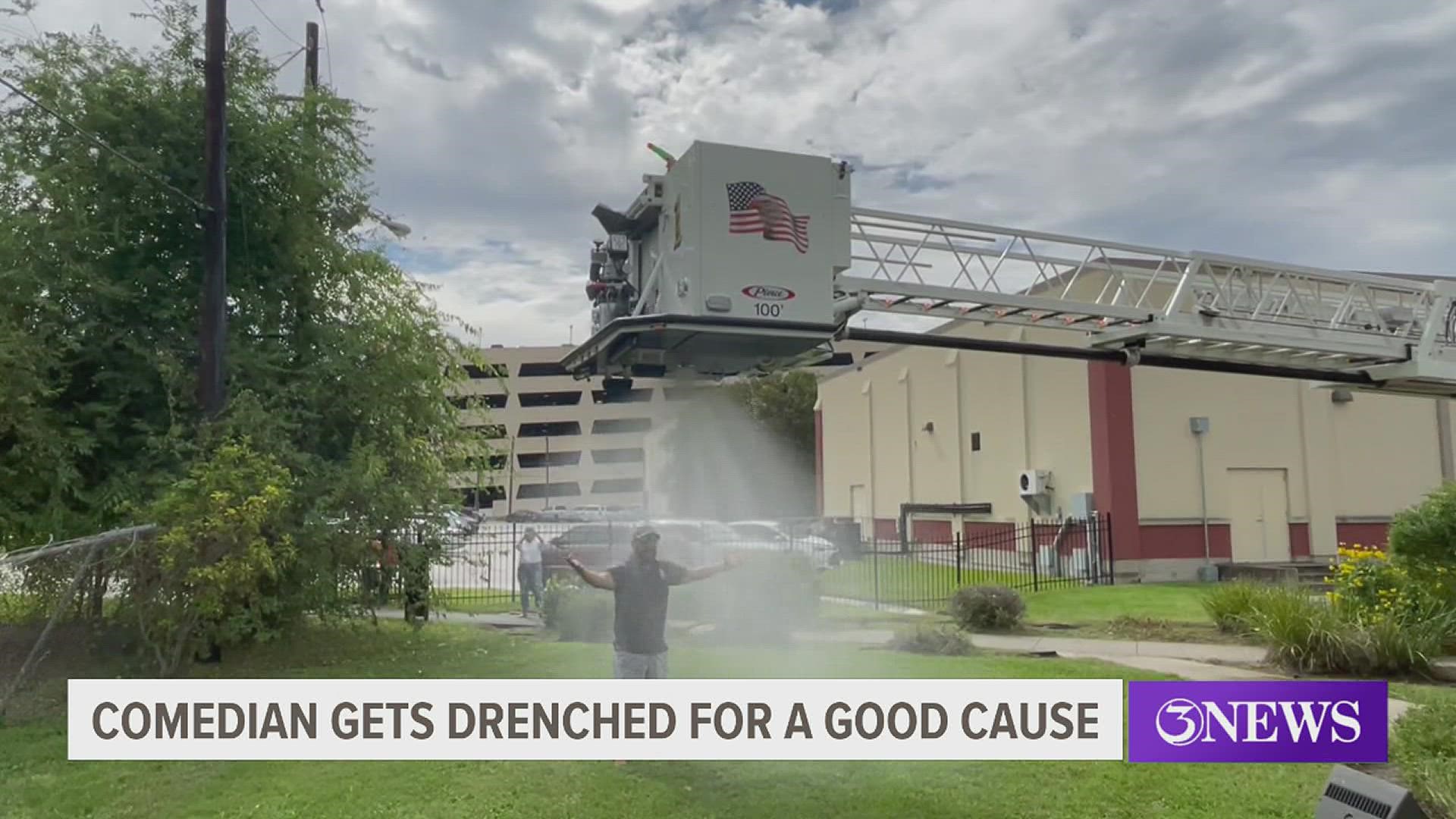 Steve Treviño promised last year that if his donation to the Ronald McDonald House was matched, he would come back to get sprayed by a firetruck.