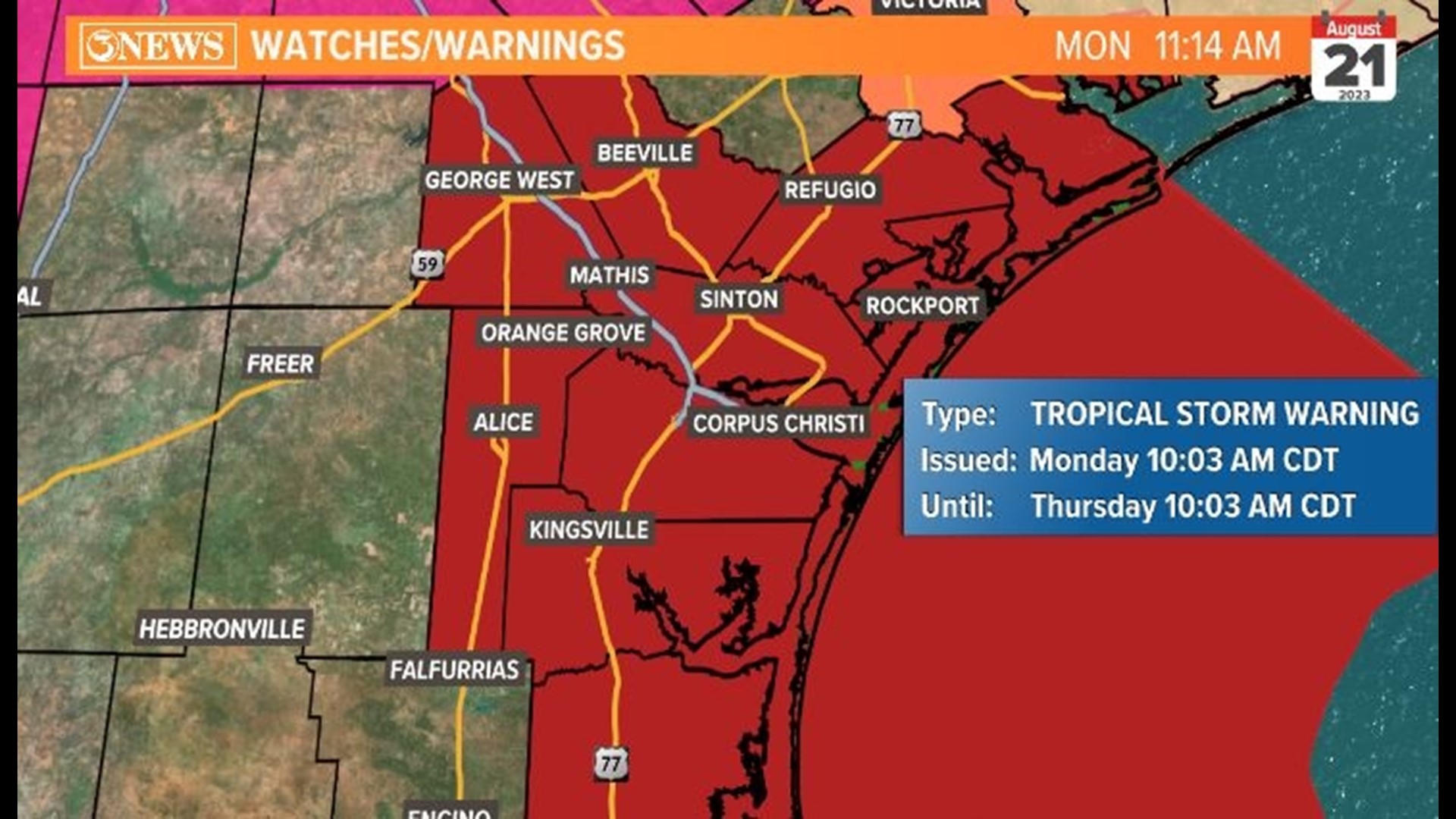 Voluntary evacuation for Rivera, Baffin Bay, Loyola Beach