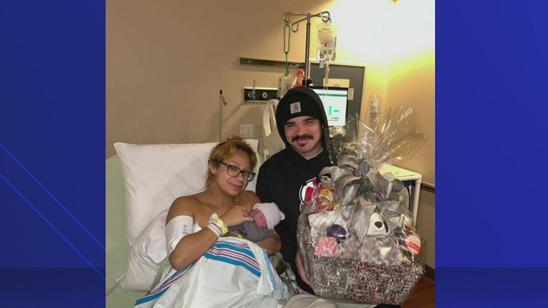 Baby Eden was the first baby born in 2023 in Corpus Christi. The family was given a gift basket and a new year onesie for he baby.